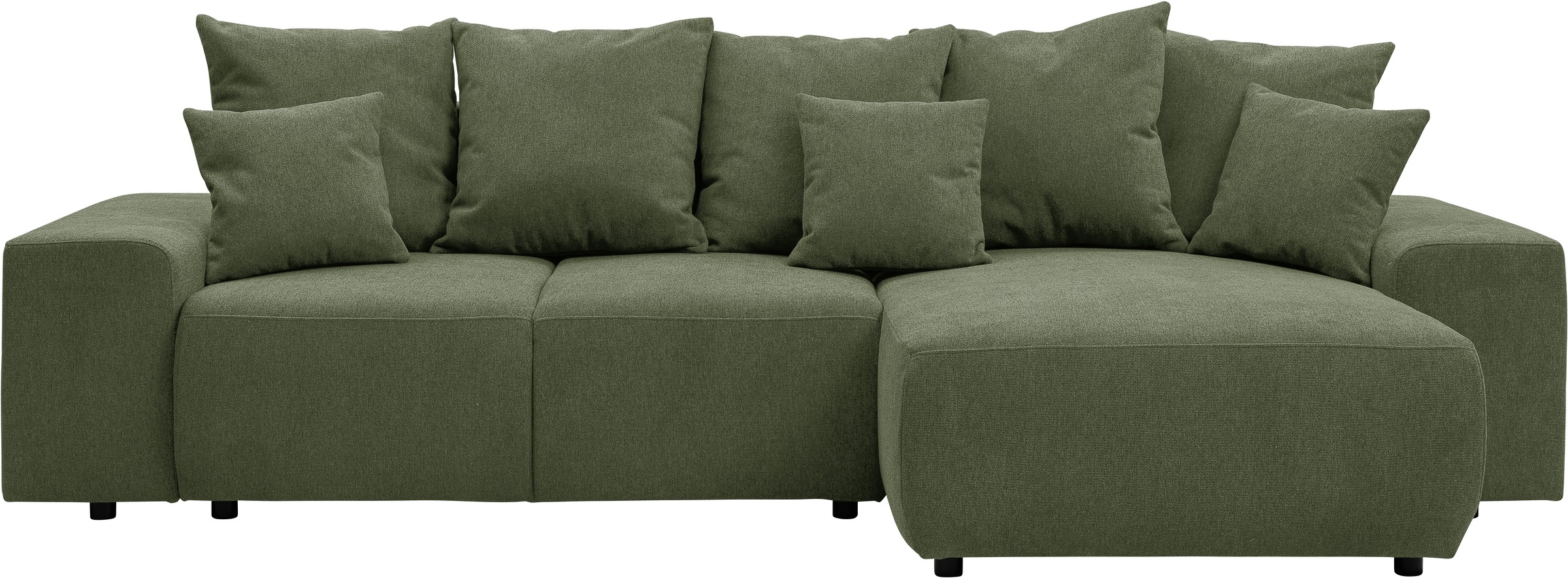 WERK2 Ecksofa »Riwa, modernes Sofa zum Kuscheln und Entspannen, Breite 300cm, L-Form«, Trendiges Ecksofa mit vielen Kissen, Schlaffunktion & Bettkasten