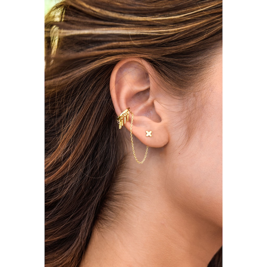 CAÏ Paar Ohrhänger »925 Sterling Silber vergoldet mit Ear Cuff und Anhängern«