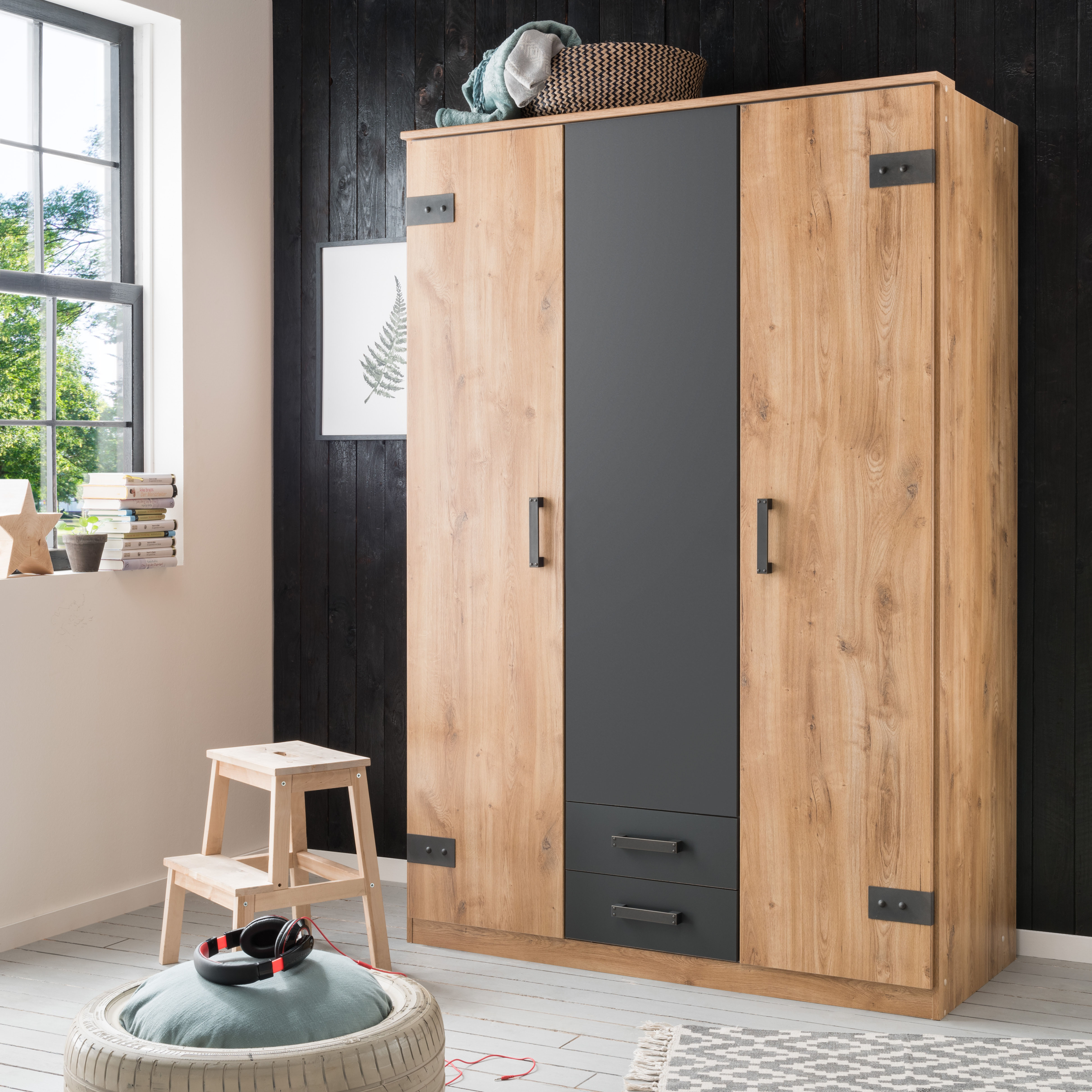 Wimex Kleiderschrank "Cork, mit oder ohne Spiegel, rustikaler Look im Industrial Design" wahlweise in 135cm oder 180cm breit, 58cm tief, 199cm hoch