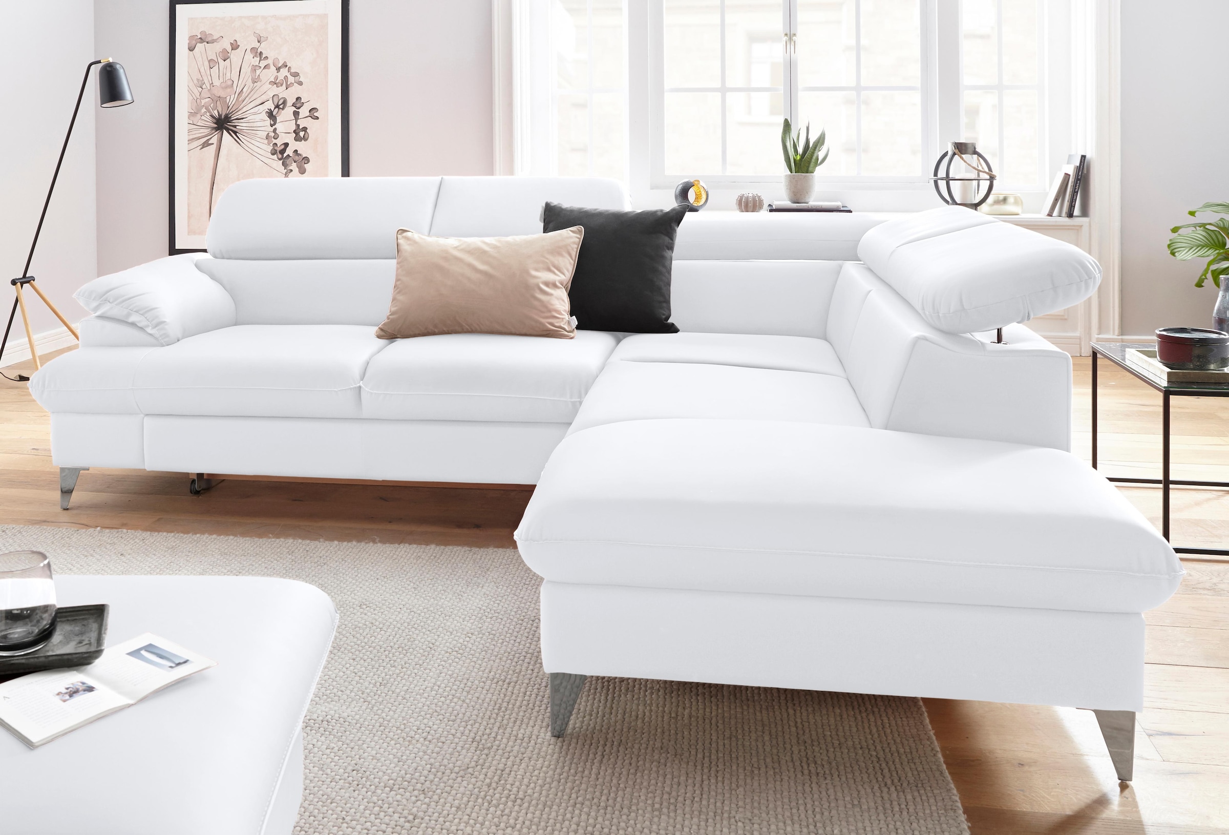 COTTA Ecksofa »Caluso L-Form«, inklusive Kopfteilverstellung, wahlweise mit Bettfunktion