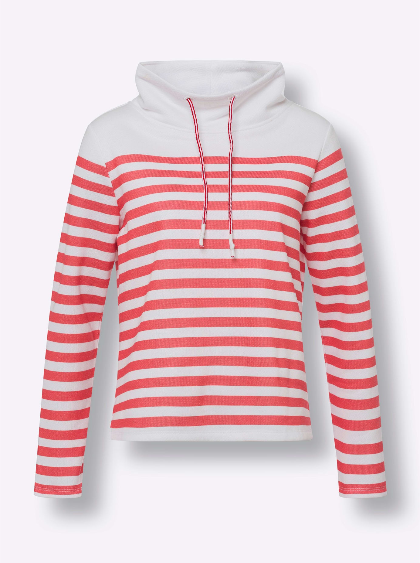 Sweatshirt CLASSIC BASICS, Damen, Gr. 50, orange (weiß, grapefruit, geringelt), 50% Baumwolle, 50% Polyester, gemustert, gestreift, mehrfarbig, Sweatshirts Sweatshirt 2