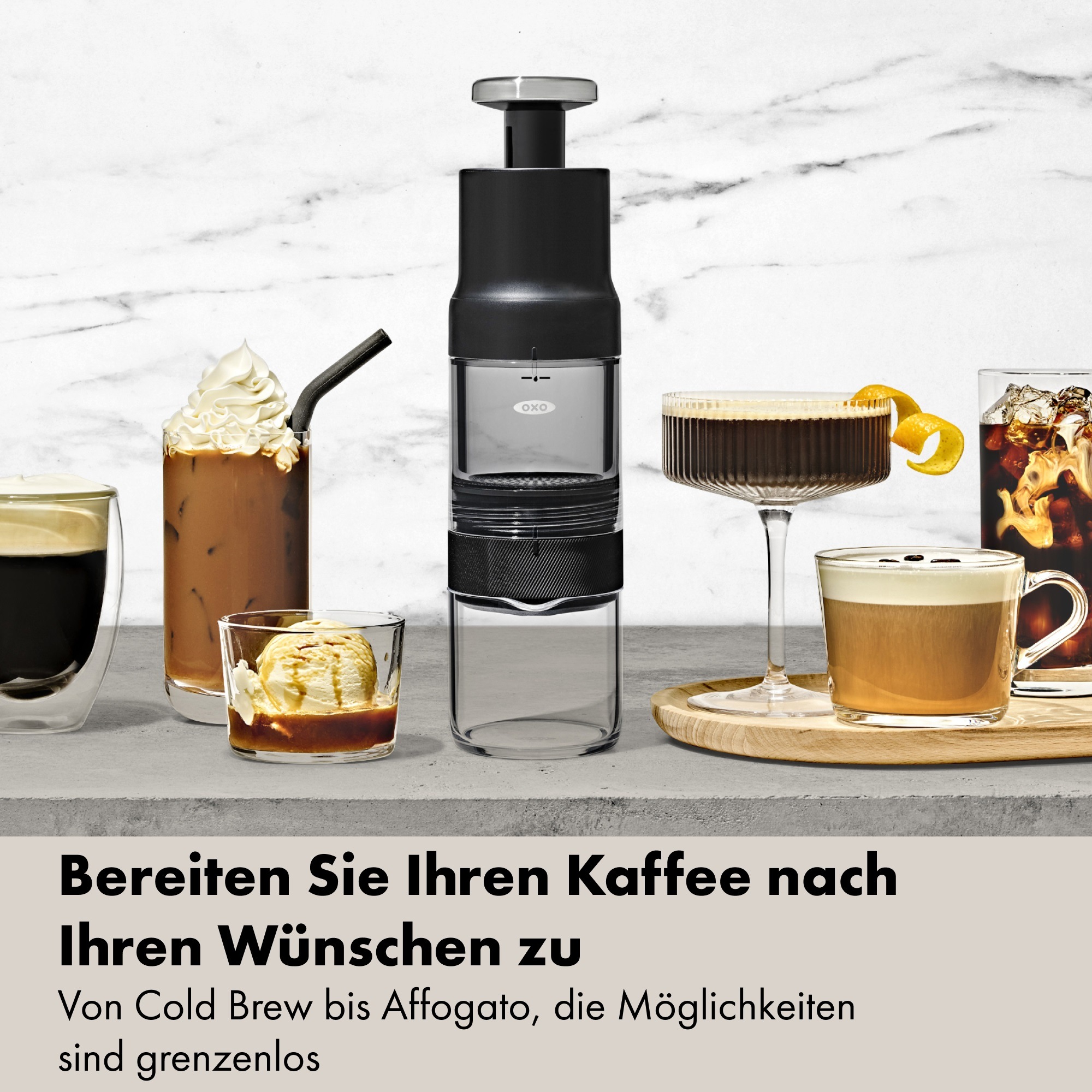 OXO Good Grips Kaffeebereiter »Rapid Brew Schnellbrüher« Heiß in 2 Minuten, Cold Brew in 5 Minuten – ganz ohne Strom