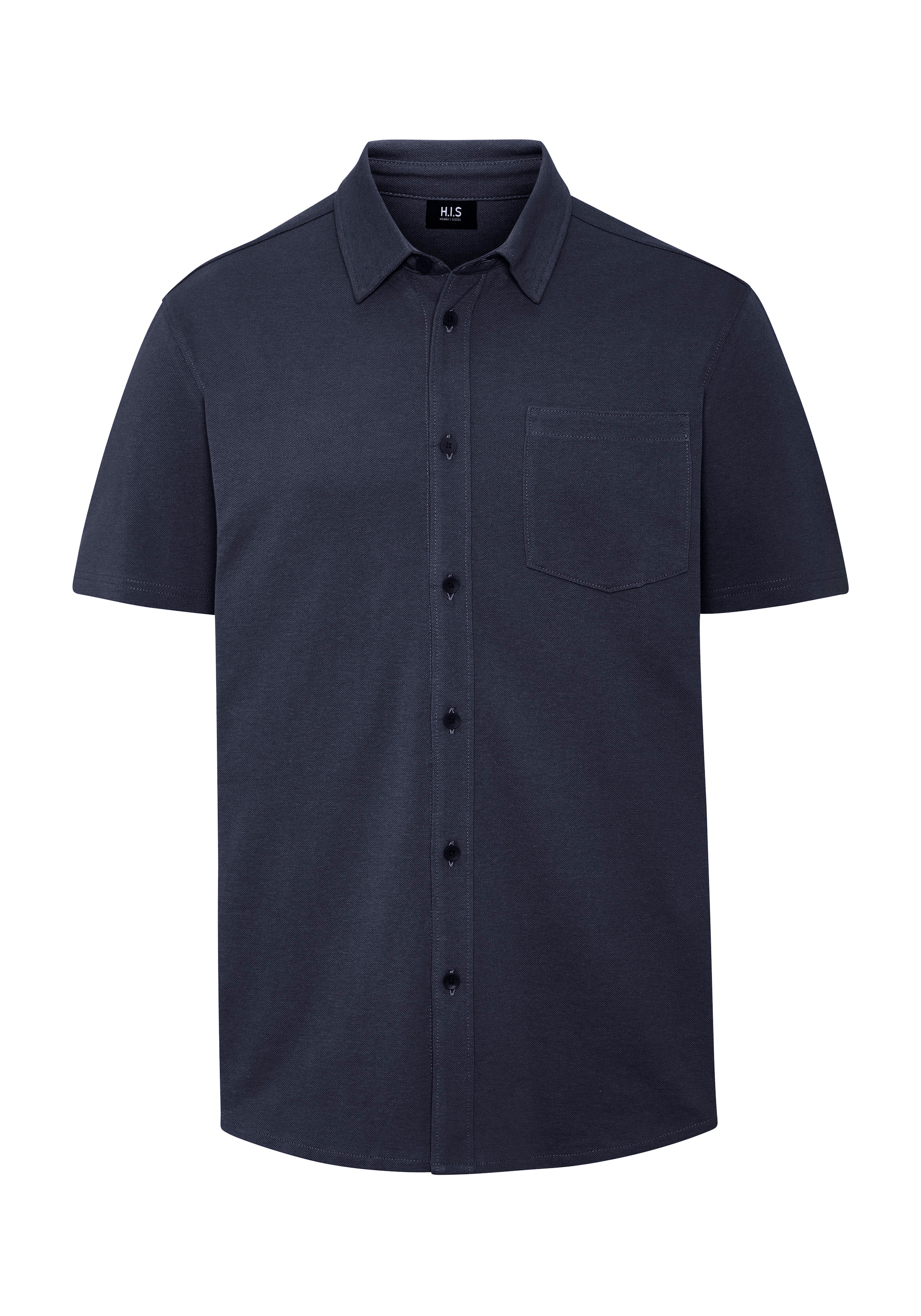 H.I.S Kurzarmhemd »- leicht strukturiertes Piqué Hemd aus angenehmer Shirt-Qualität« klassischer Kragen, tonige Knöpfe, weiche Baumwoll-Pikee-Qualität