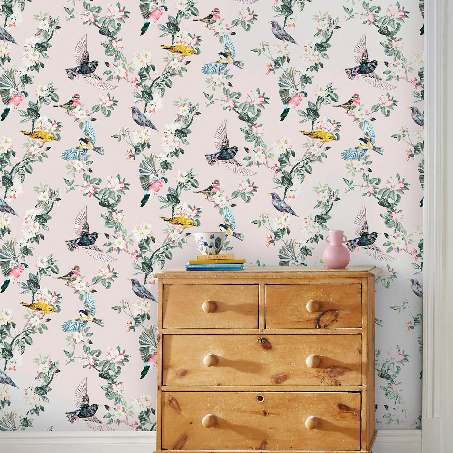 Joules Vliestapete "Handford Garden Birds Antique Crème" glatt animal print