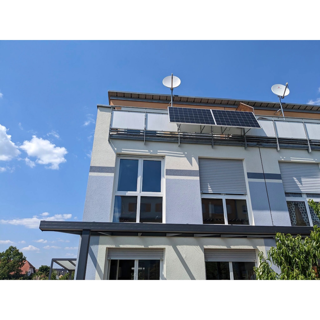 Sunset Solarmodul »Balkonkraftwerk SUNpay®600plus«, inkl. Edelstahl-Halterungs-Set, auch zum Laden von E-Bikes geeignet
