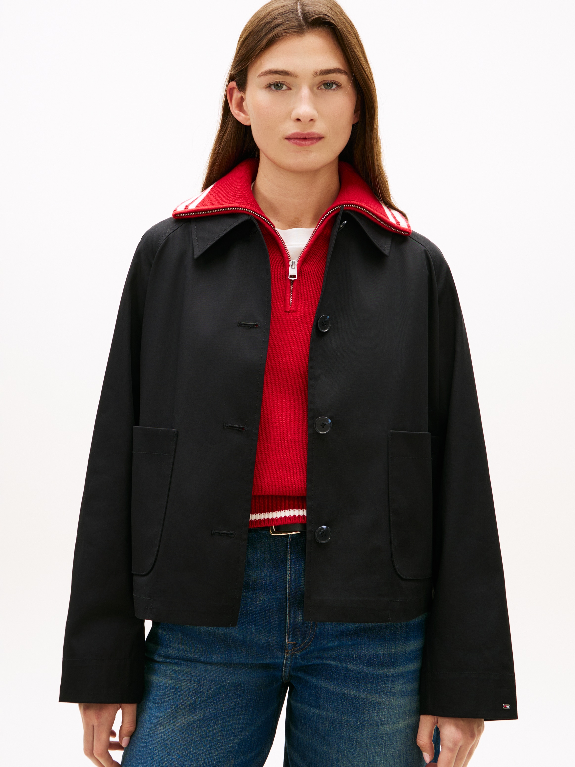 Tommy Hilfiger Kurzjacke "COTTON SHORT JACKET" mit aufgesetzten Taschen, Re günstig online kaufen