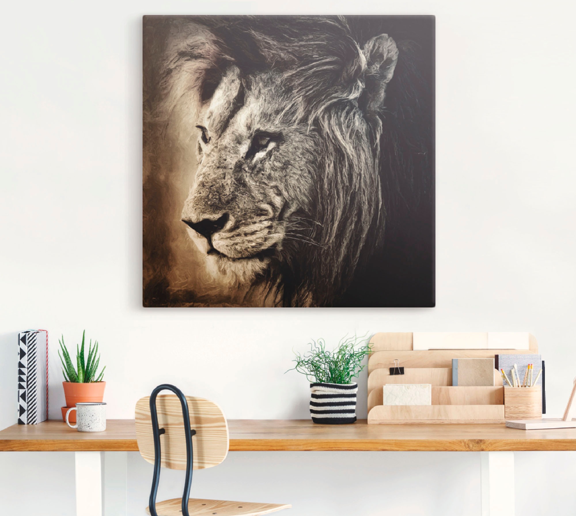 Artland Leinwandbild »Löwe II«, Wildtiere, (1 St.), auf Keilrahmen gespannt