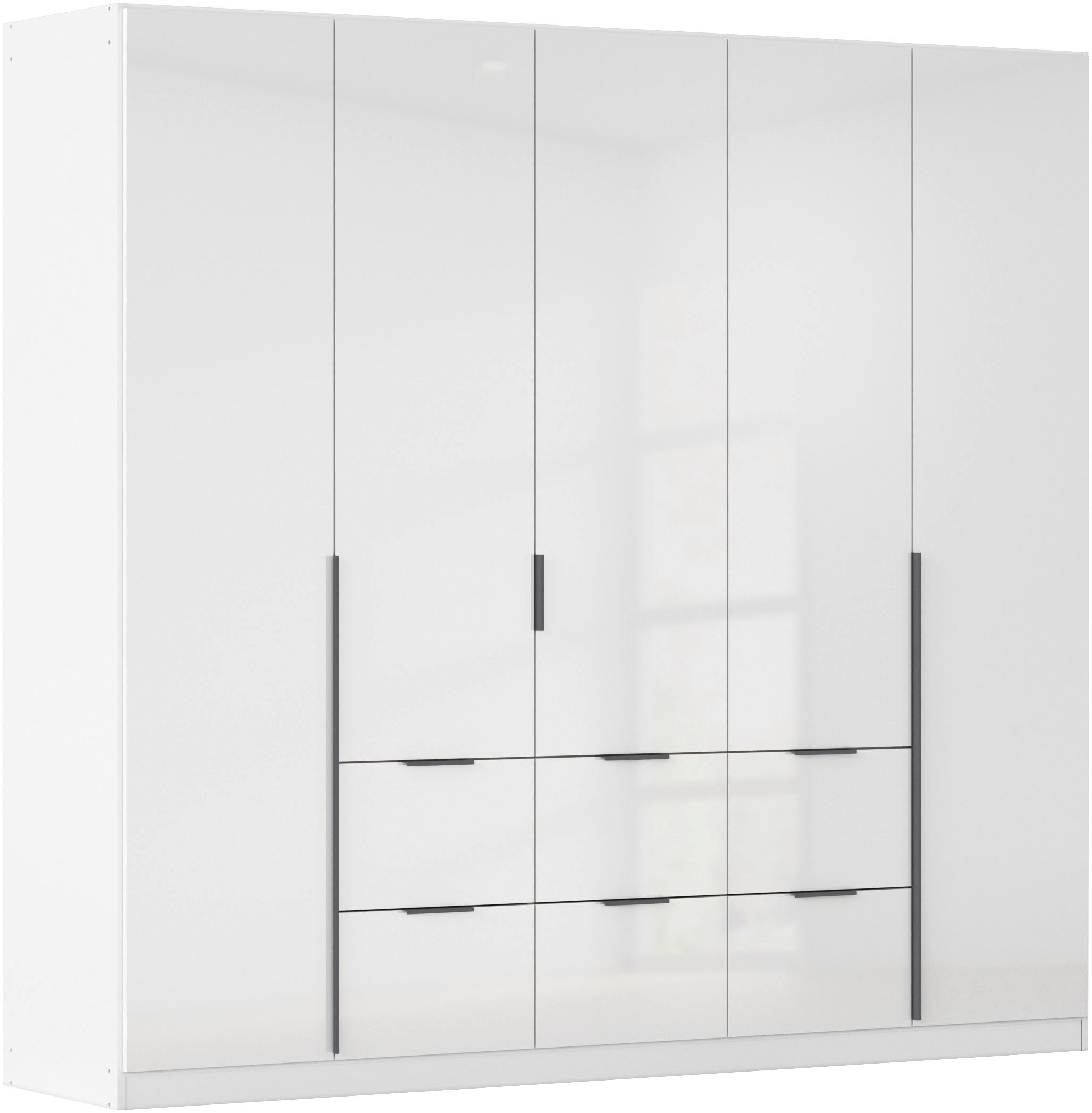 OTTO home Drehtürenschrank "Kleiderschrank Schrank Garderobe AGORDO mit Dekor- oder Hochglanzfront" in zwei Griff-Farben, Breite 226 cm, mit Außenschubkästen, Serie in 7 Breiten und 2 Höhen MADE IN GERMANY
