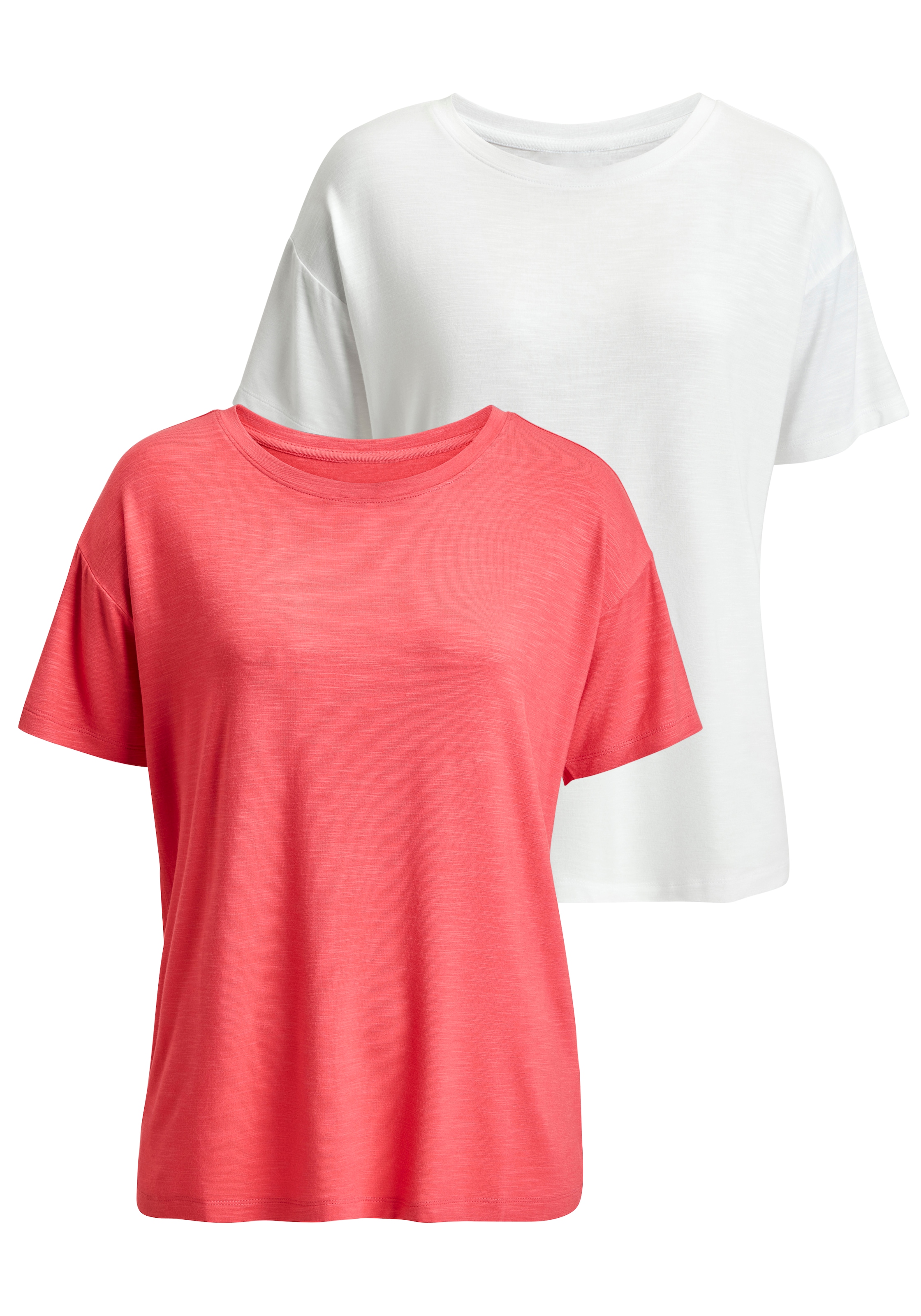 Beachtime T-Shirt "in lässiger Passform" Packung, 2 aus elastischer Viskose günstig online kaufen