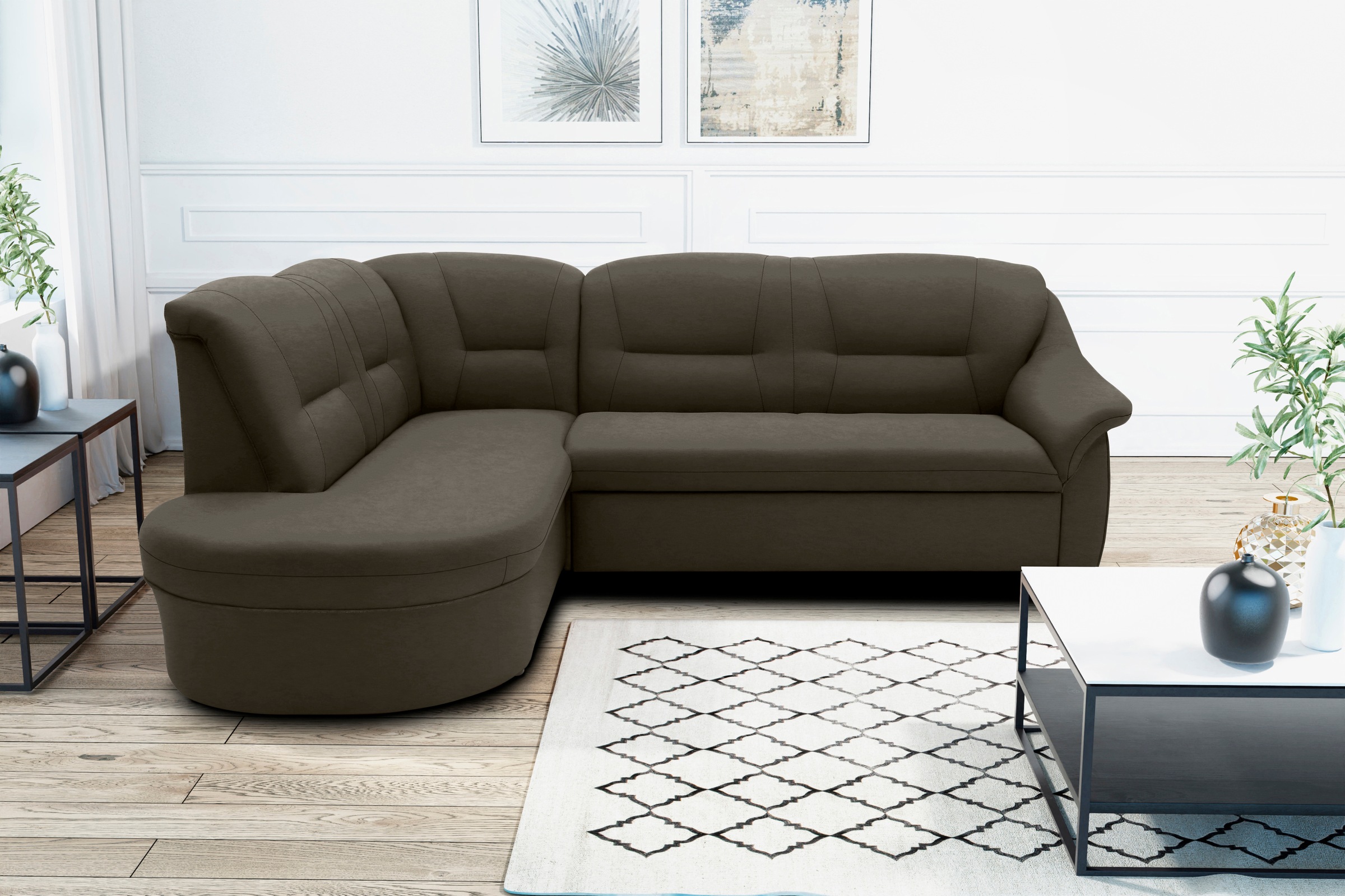 DOMO collection Ecksofa "Faenza für kleine Räume, Stellmaße 232x176cm, komf günstig online kaufen