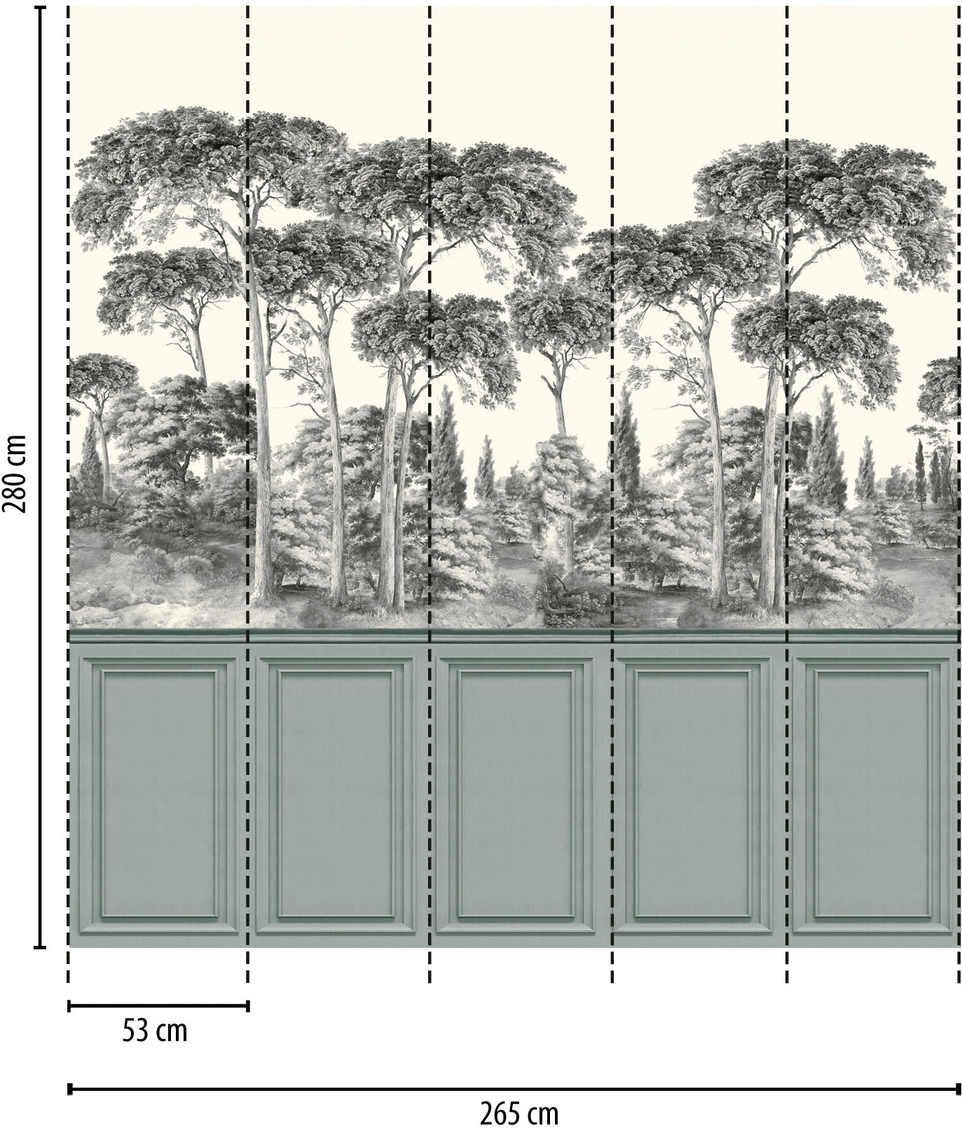 living walls Fototapete »The Wall 4 Botanic – Malerische Baumlandschaft Vlies-Fototapete« Motiv | matt | naturalistisch leicht strukturiert Malerische Baumlandschaft mit atmosphärischer Tiefe