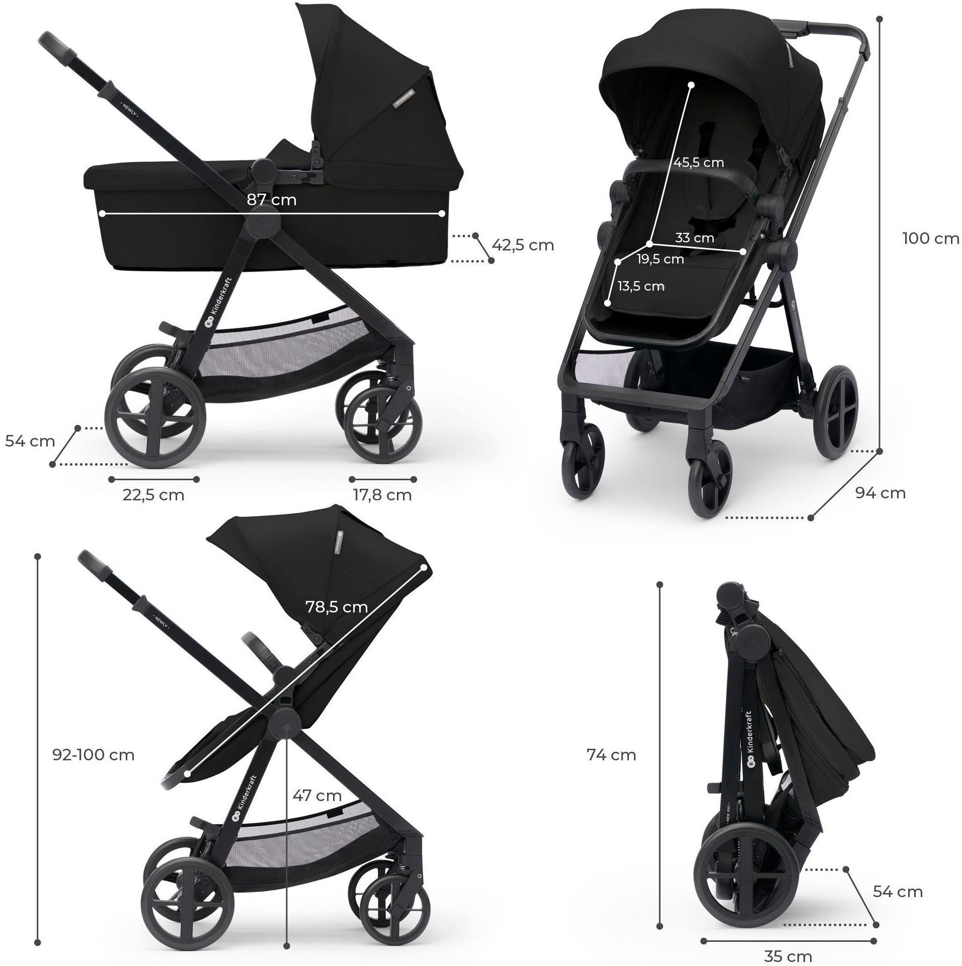 Kinderkraft Kombi-Kinderwagen »NEWLY 4IN1 MINK PRO«, 22 kg