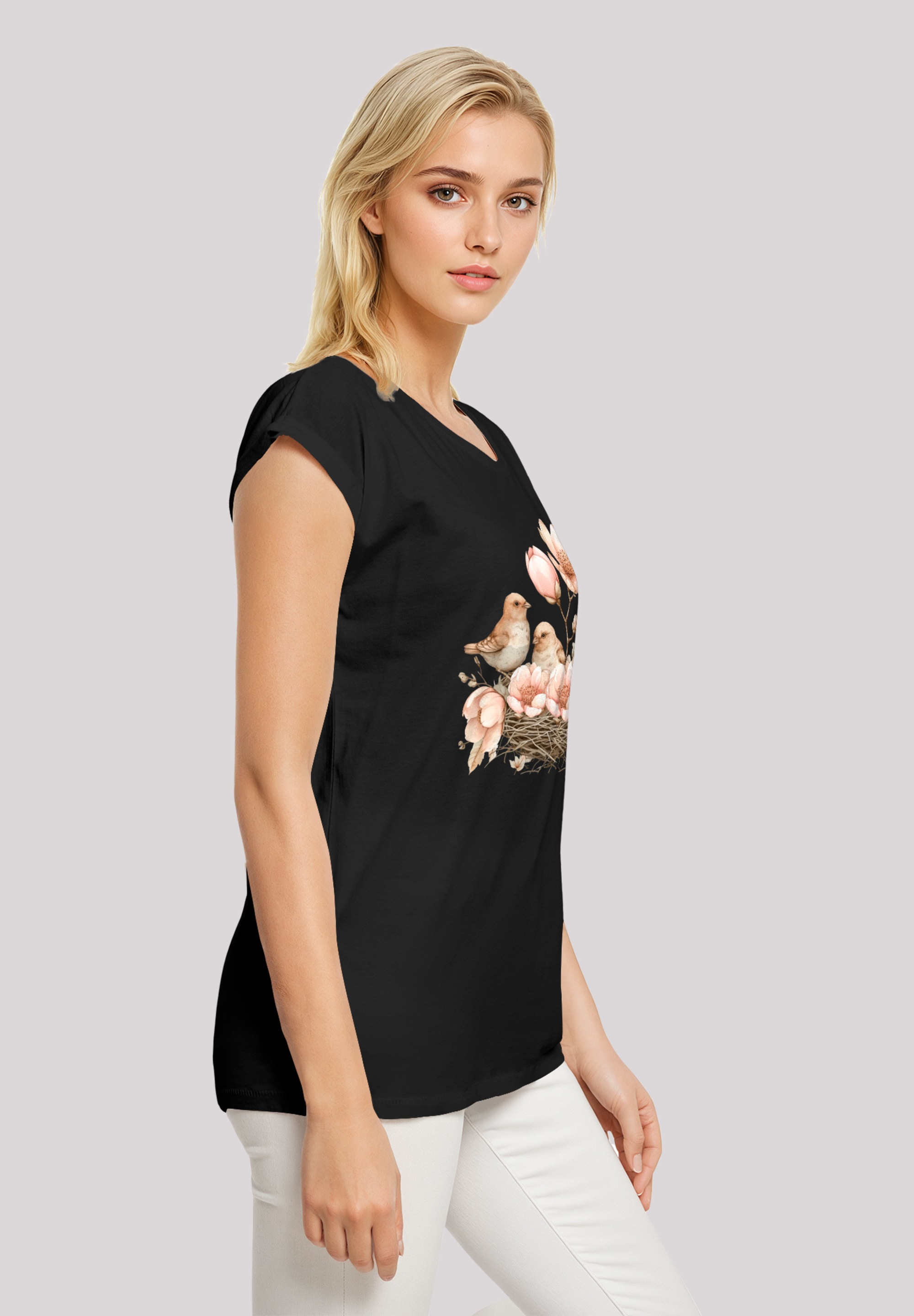 F4NT4STIC T-Shirt »Vogelnest Blumen«, Premium Qualität