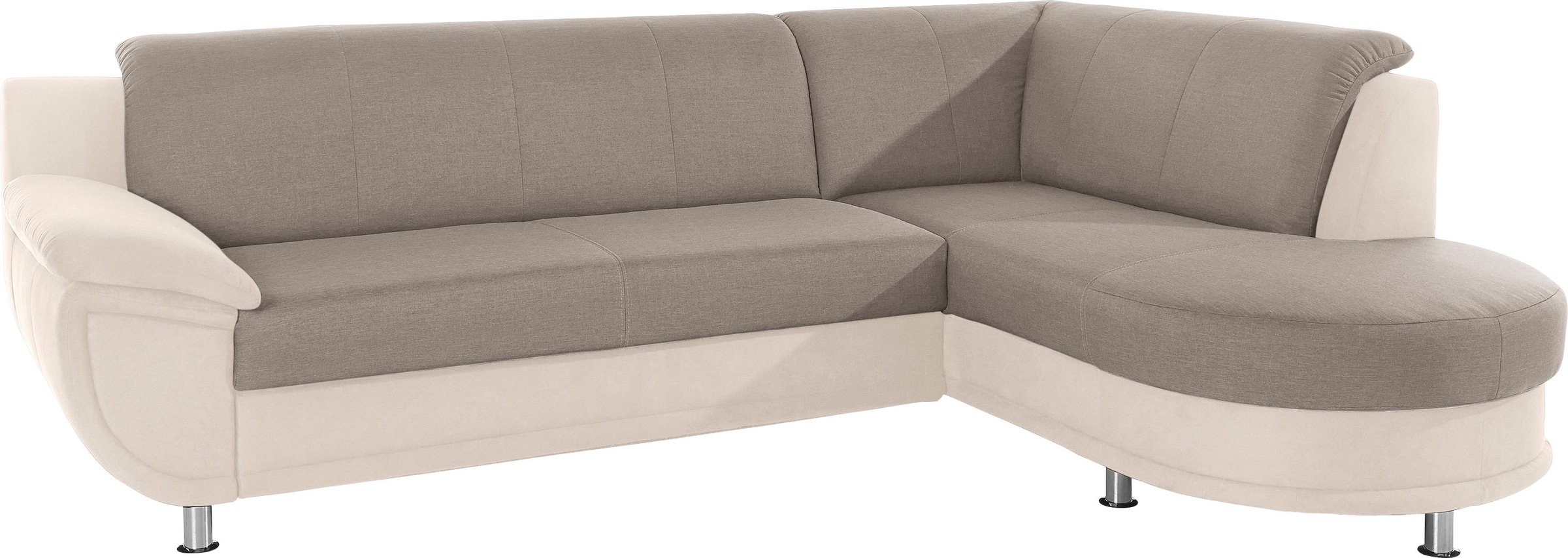TRENDMANUFAKTUR Ecksofa »Rondo 3, zeitlos und bequem, Materialmix, breite Armlehnen, L-Form«, wahlweise mit Federkern für mehr Komfort, wahlweise mit Bettfunktion