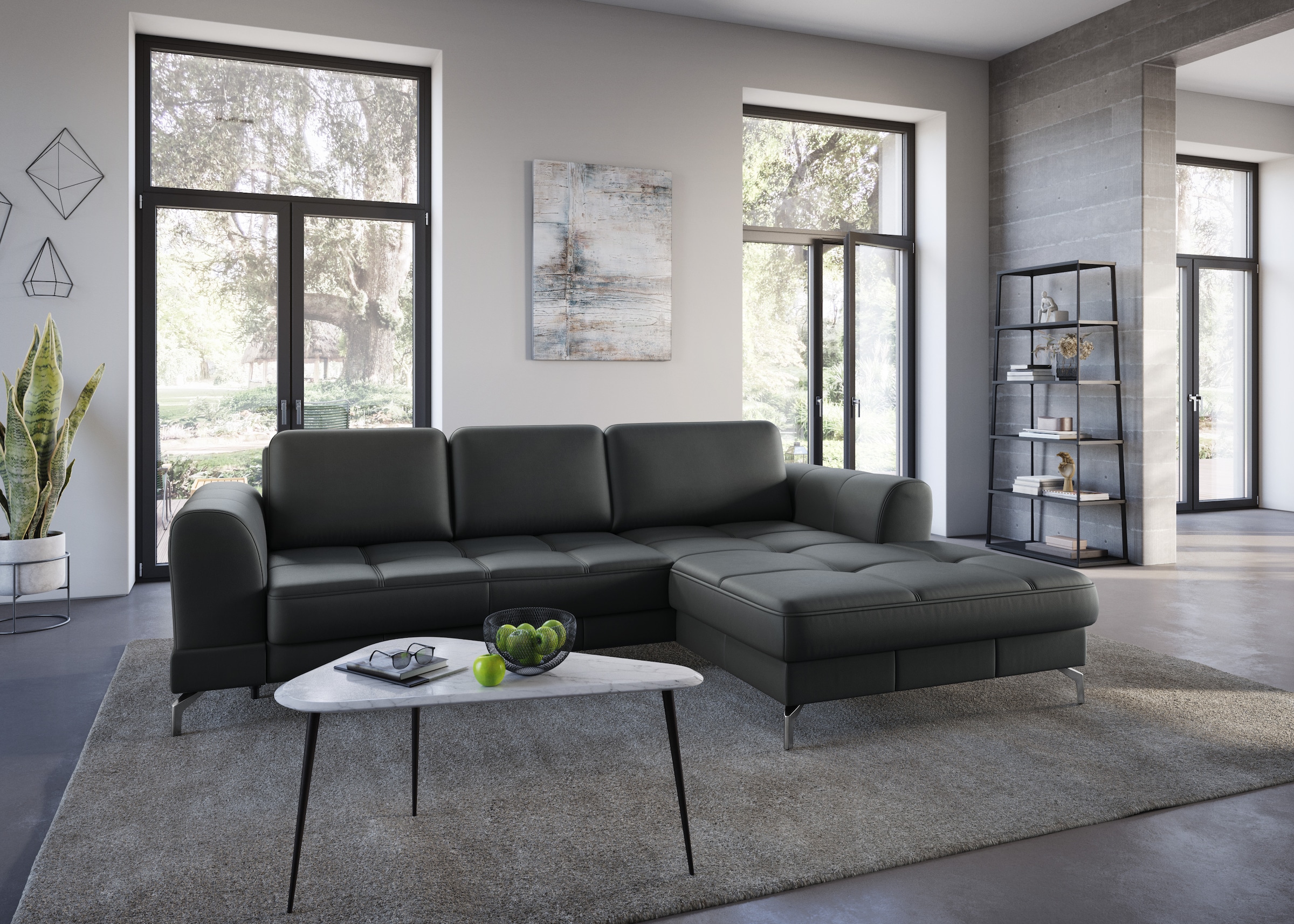 sit&more Ecksofa "Bendigo L-Form" inklusive Sitztiefenverstellung, Bodenfreiheit 12 cm, in 2 Fußfarben