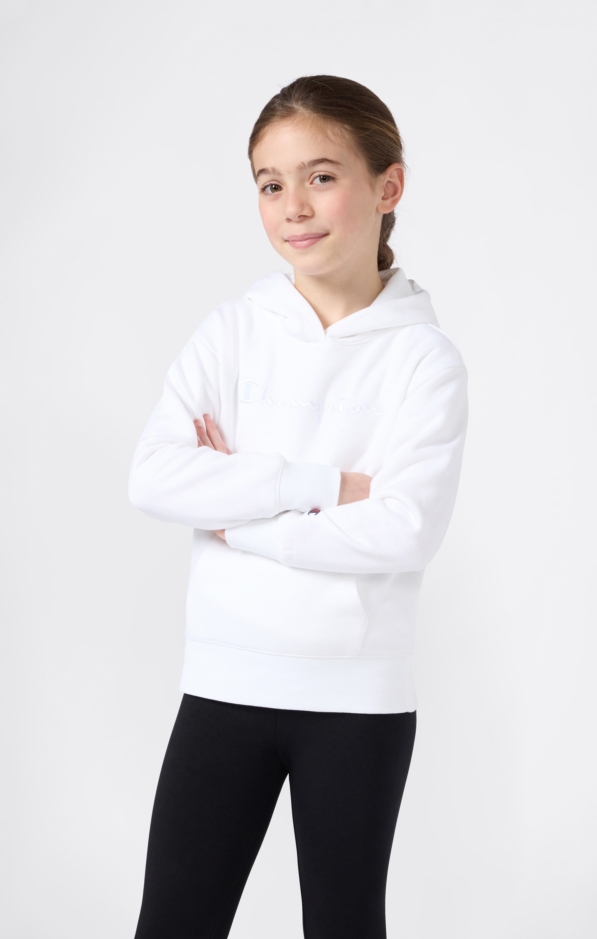 CHAMPION Mädchen Kapuzensweatshirt "ICONS Hoodie"wht, Gr. XL, Obermaterial: 73% Baumwolle, 27% Polyester, Sweatshirts