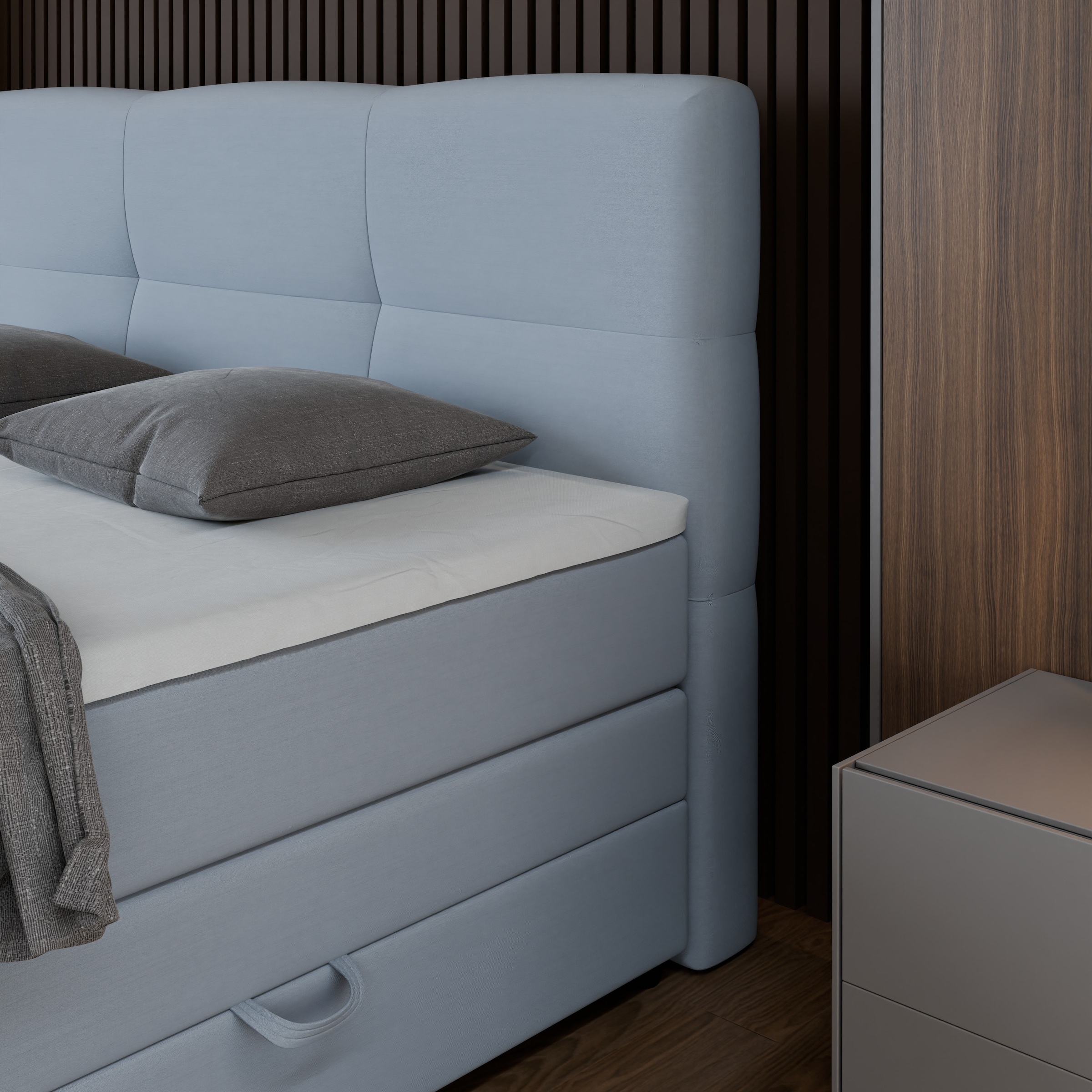 FORTE Boxspringbett »STAR erhältlich in den Breiten 140cm, 160cm & 180cm, inkl. Bettkasten« inkl. Fußteil, erhältlich in verschiedenen Farben