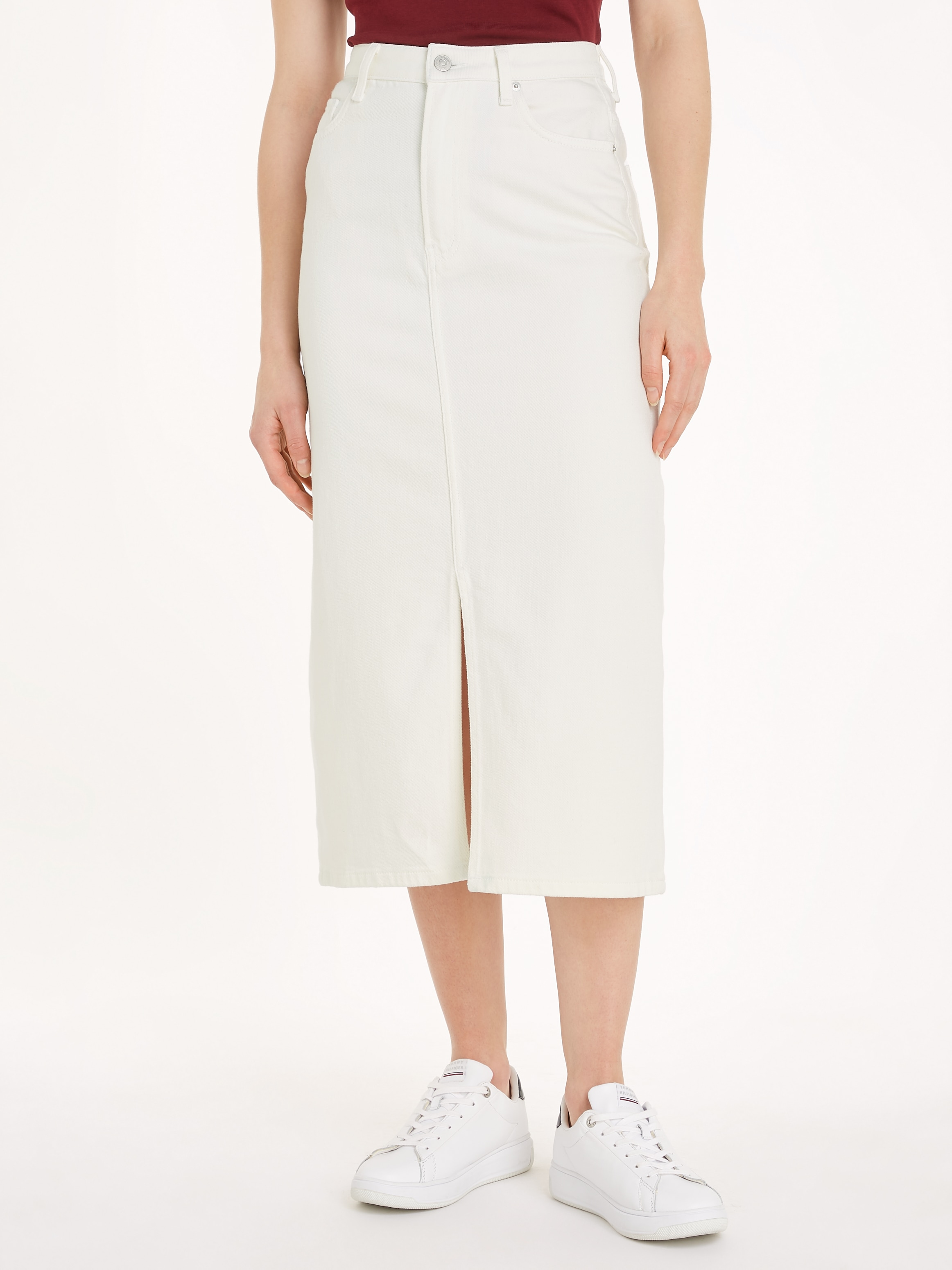 Tommy Hilfiger Bleistiftrock »MIDI STRAIGHT SKIRT HW ECRU«, im 5-Pocket-Style