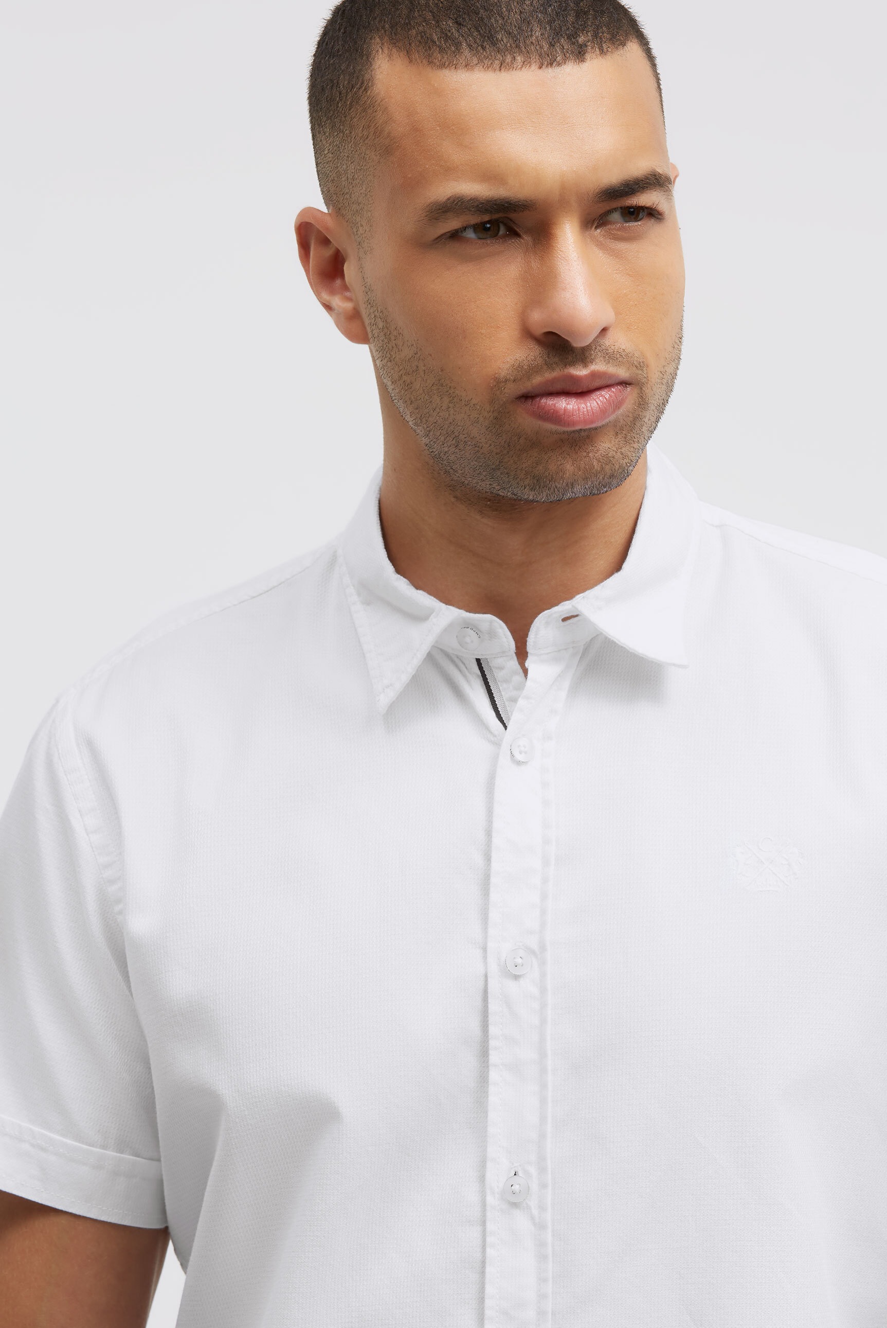 Kurzarmhemd CMPD, Herren, Gr. 3XL, Normalgrößen, weiß, Web, Material: 100% Baumwolle, bestickt, figurbetont normal, Bündchen, Hemden, aus Baumwolle 3