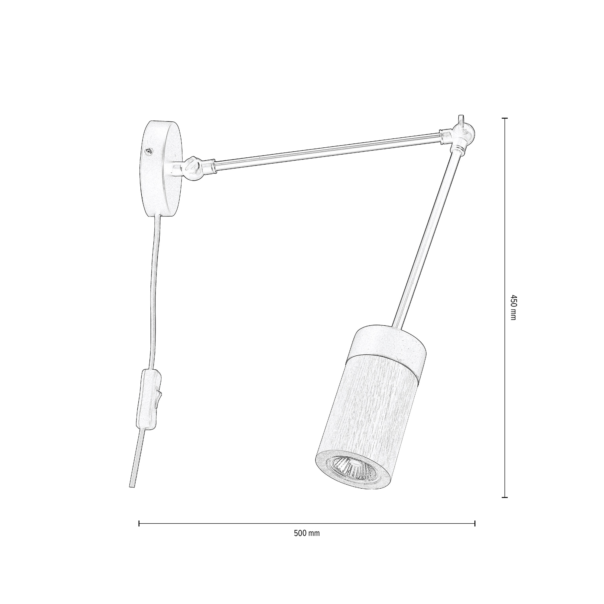 BRITOP LIGHTING Wandleuchte »ANNICK«, 1 flammig-flammig, Mit flexiblem Arm,  LED-Leuchtmittel inkl., edles Eichenholz und Metall | BAUR