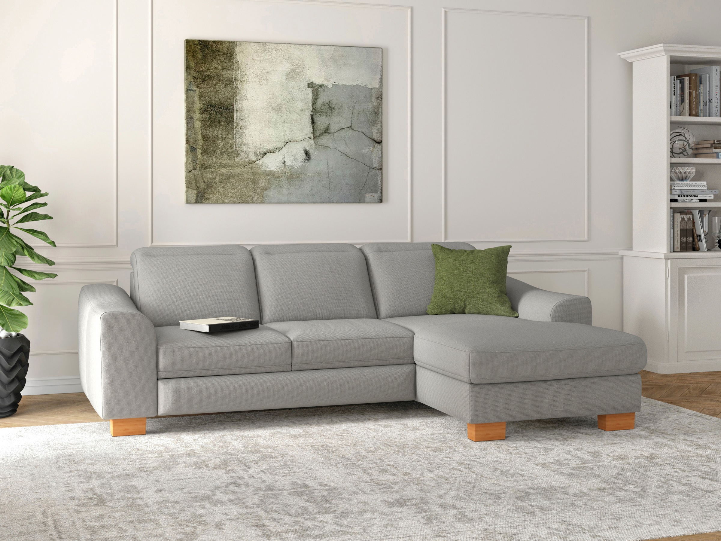 sit&more Ecksofa »Dundee L-Form«, mit Federkern und Massivholzfüßen, wahlweise mit Kopfteilverstellung
