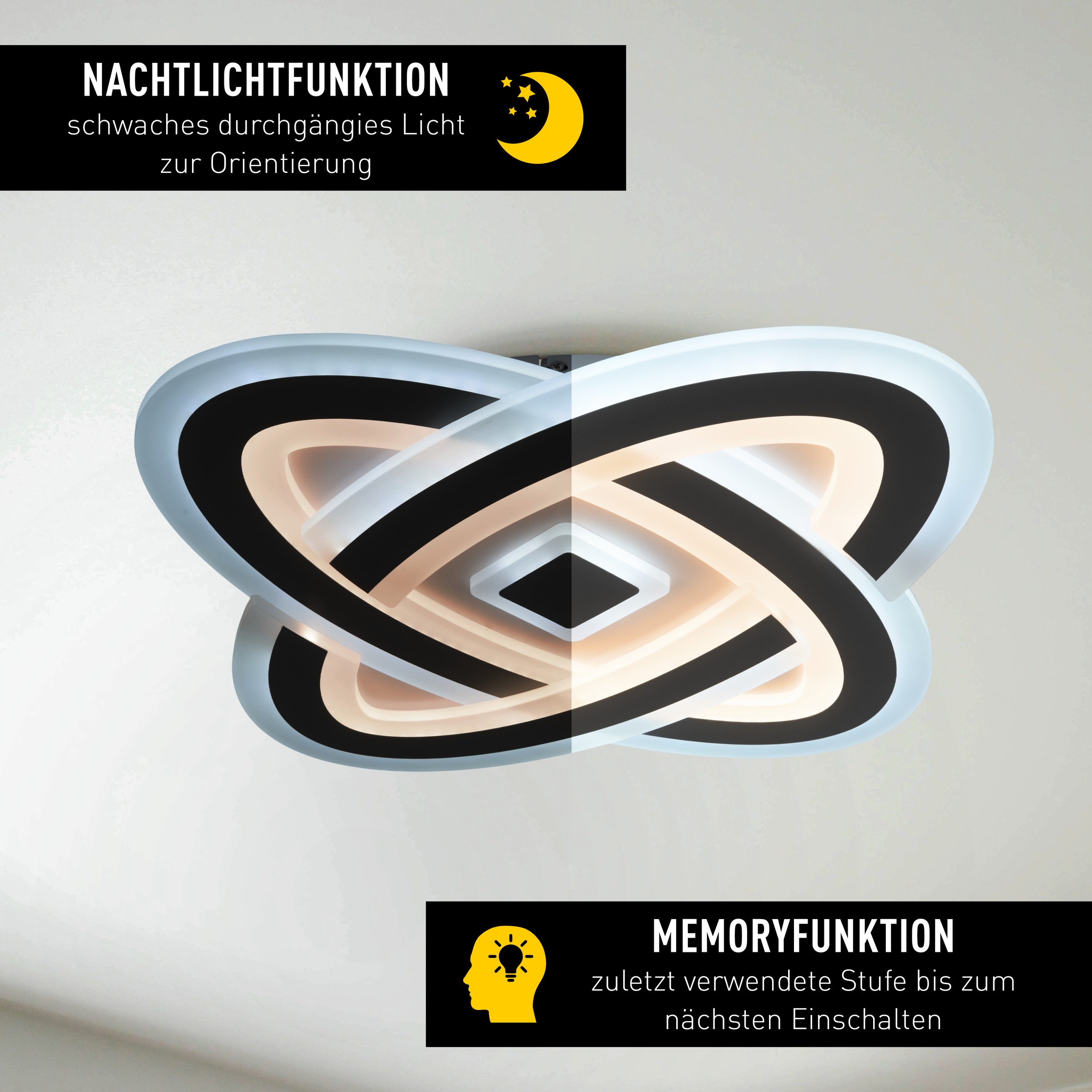 näve LED Deckenleuchte »Milla« LED-Modul 1 Stk. warmweiß - kaltweiß Dimmbar per Fernbedienung, CCT, Memory, Nachlicht, Timer, Sterneffekt