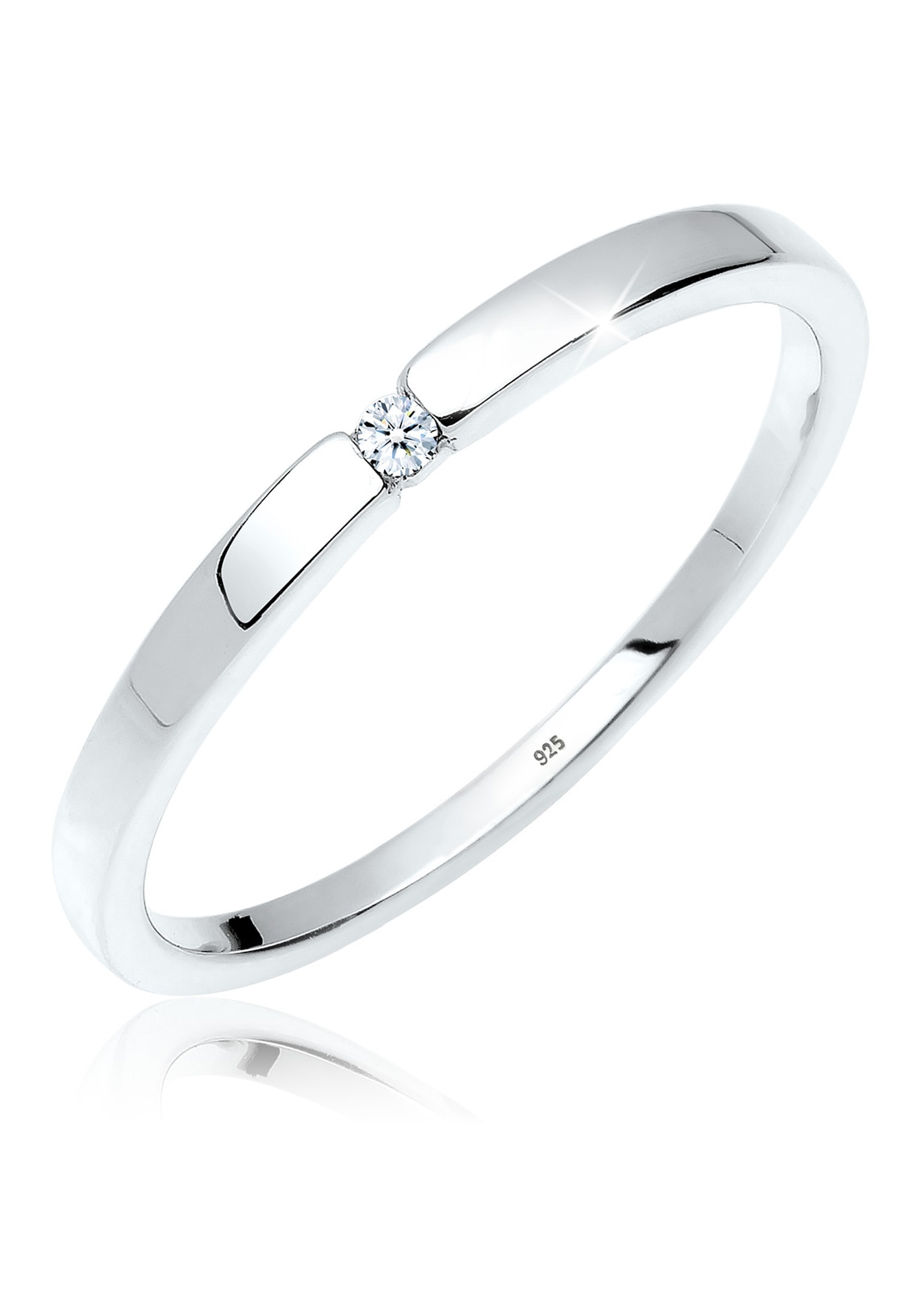 ELLI DIAMONDS Damen Verlobungsring "Ring Diamant Weiß Brillantschliff (0.015 ct) 925 Sterling Silber", 58, Silber 925 (Sterlingsilber), weiß, Silber