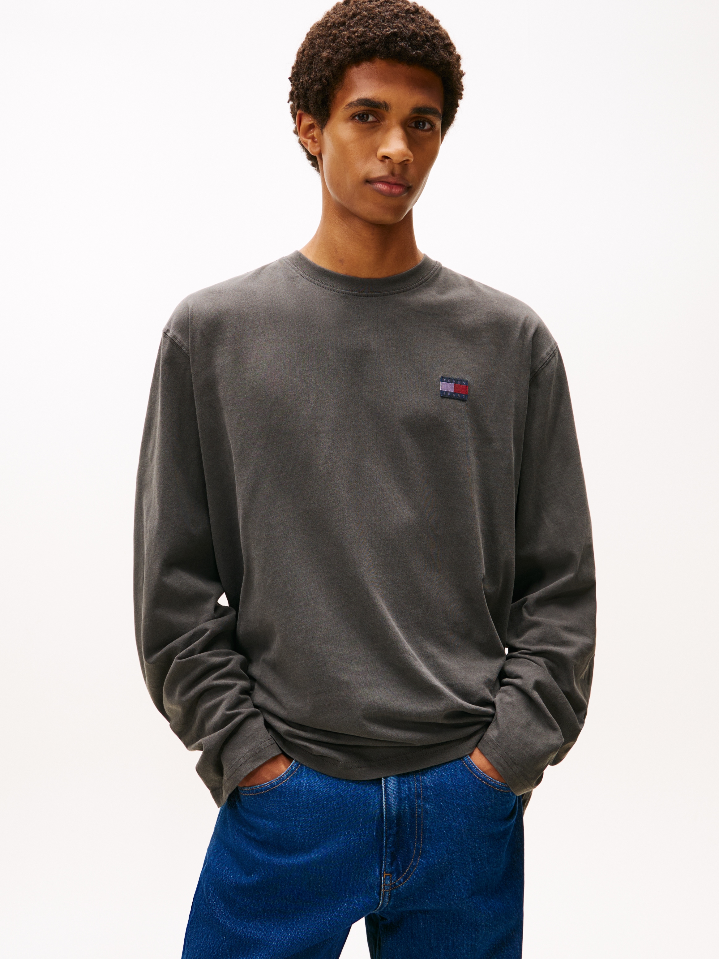Tommy Jeans Langarmshirt "Classic Relaxed Fit", Rundhals, Jersey, großes Lo günstig online kaufen