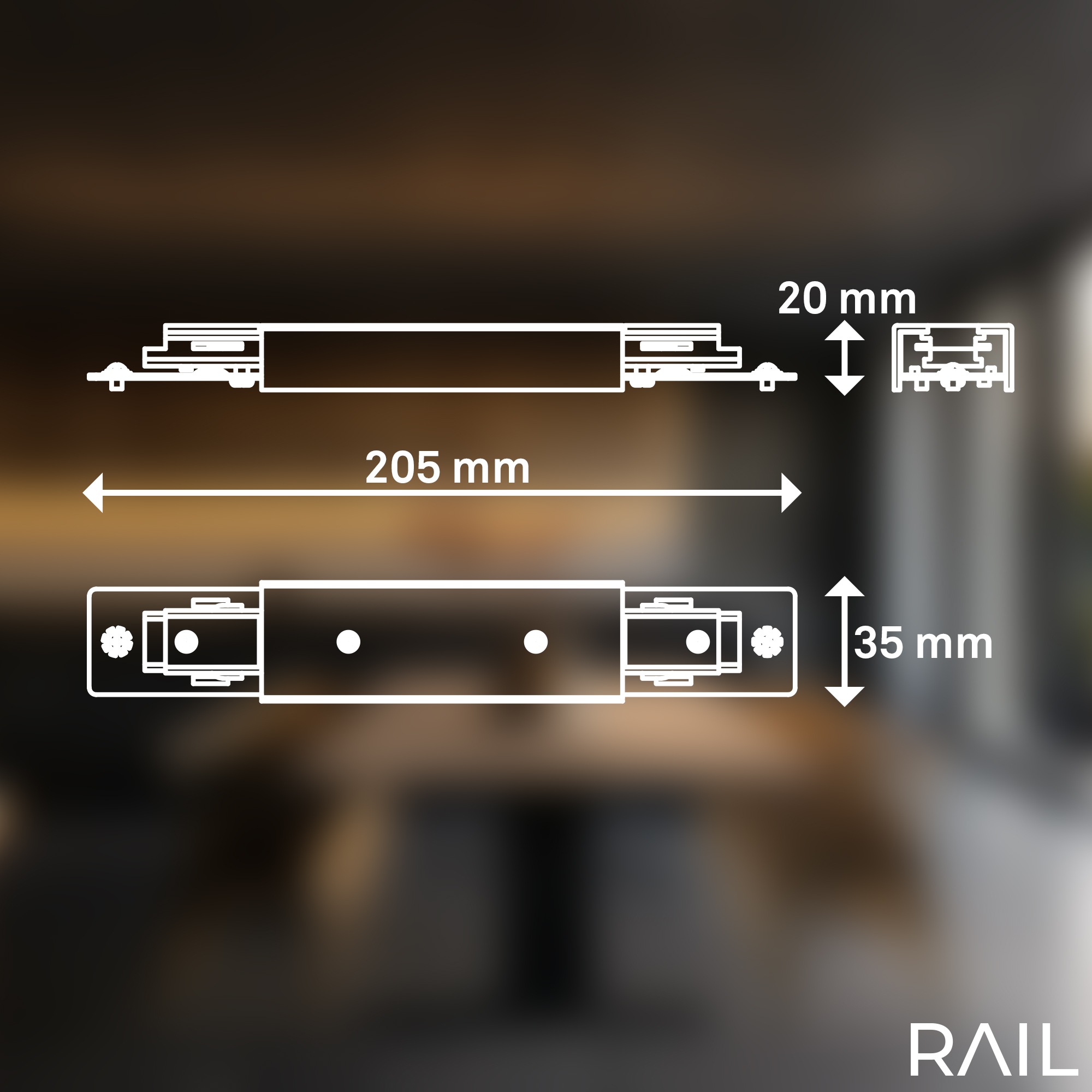 Briloner Leuchten Schienensystem-Einspeiser »RAIL« 1 tlg. tlg. Einspeisung 20,3 cm Schwarz Schienensystem Rail Wohnzimmer Büro Küche
