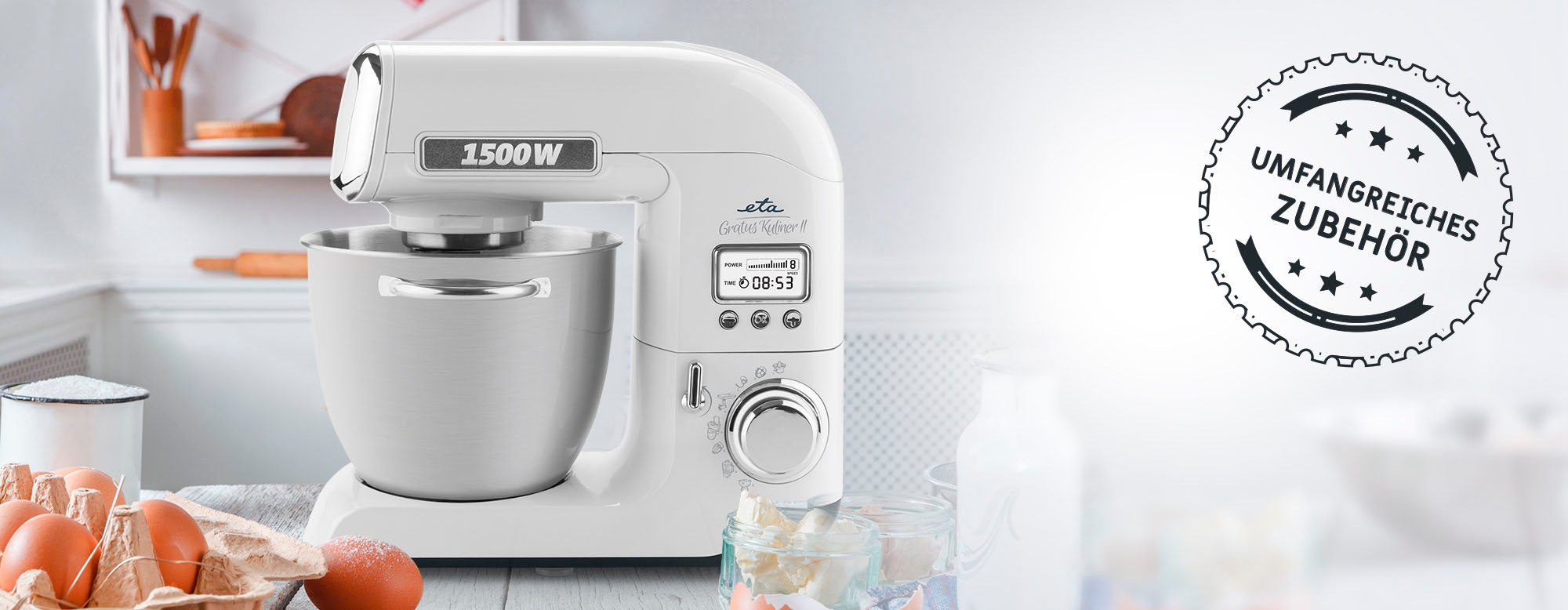 eta Küchenmaschine »ETA003890020 Gratus Kuliner II«, mit Metall-Gehäuse, mit LCD Display und sehr viel Zubehör