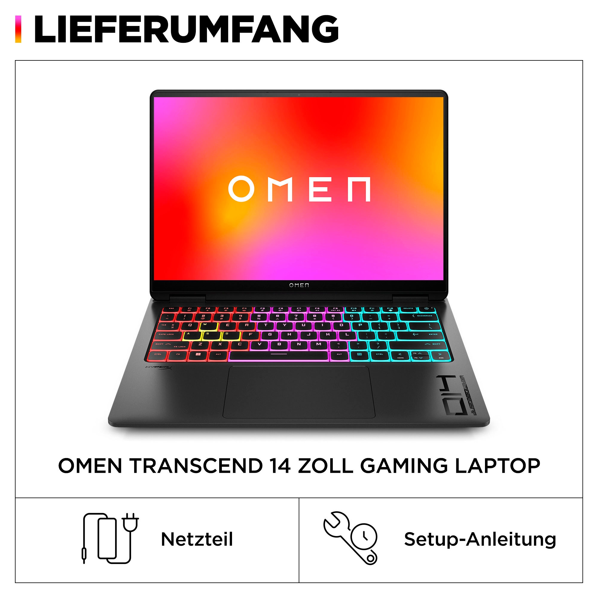 HP Gaming-Notebook »14-fb1095ng«, 35,6 cm, / 14 Zoll, Intel, Core Ultra 9, GeForce RTX 5070, 1000 GB SSD