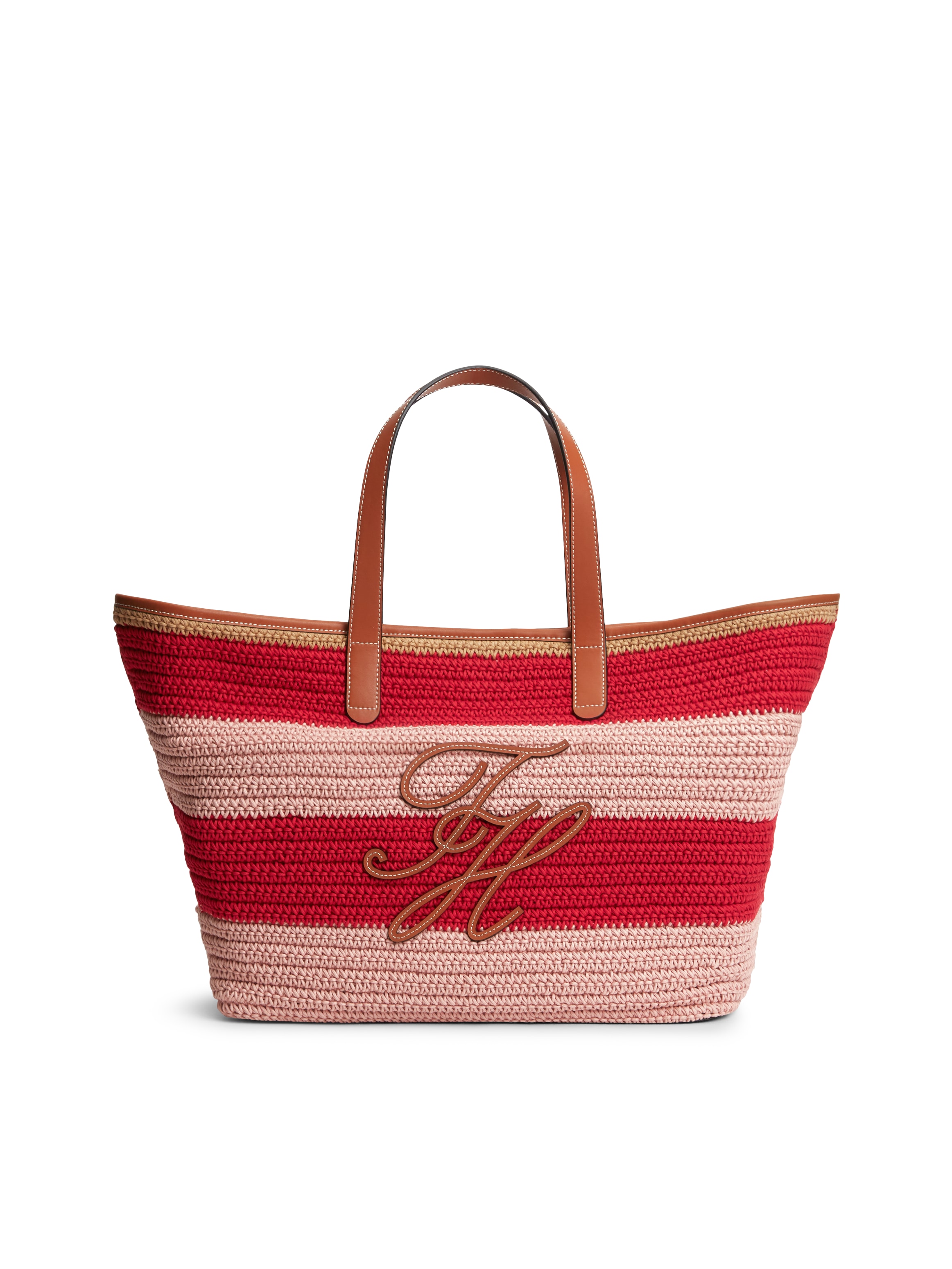 Tommy Hilfiger "TH NAUTICAL TOTE CROCHET STR" Damen Strandtasche mit Streifen und Logoschriftzug