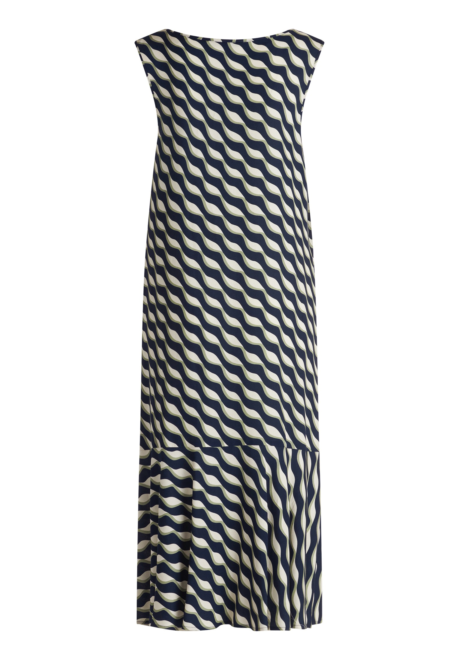 Sommerkleid BETTY BARCLAY "Damen weiter Ausschnitt", Damen, Gr. 42, Normalgrößen, bunt (dunkelblau, grün), Obermaterial: 100% Viskose, lässig geschnitten lang, Rundhals, Kleider Sommerkleid 2