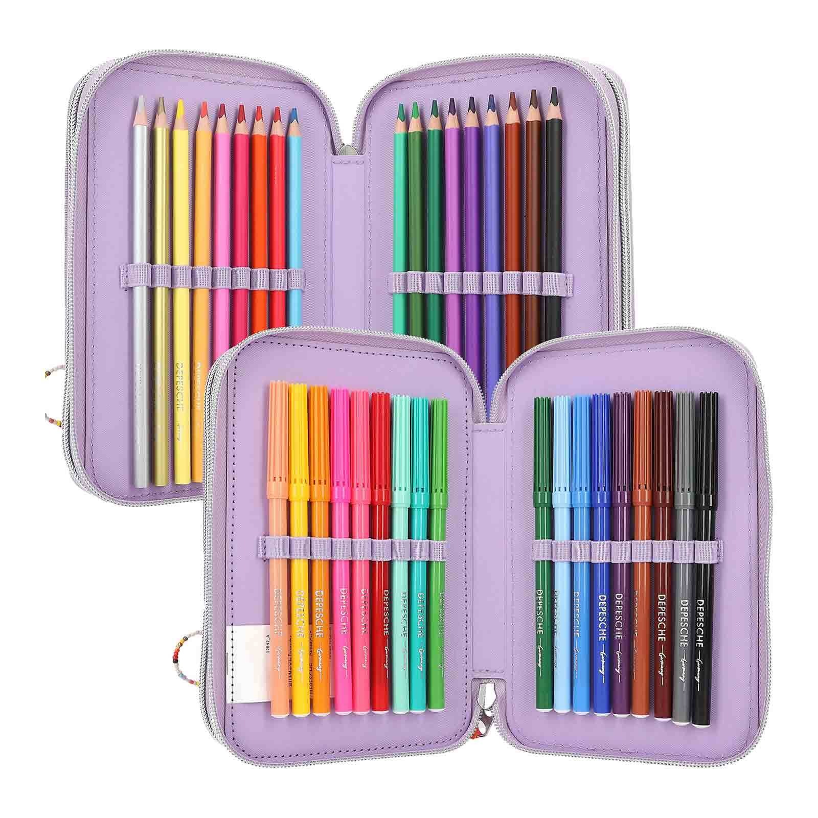 Depesche Buntstift »3-Fach Federtasche mit Stifte TOPModel 20,5 x 14,3 cm violett«