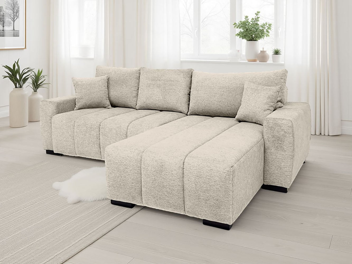 Home affaire Ecksofa »Bello L-Form, B: 256 cm« Bettfunktion, Bettkasten & 2 Zierkissen, Federkern