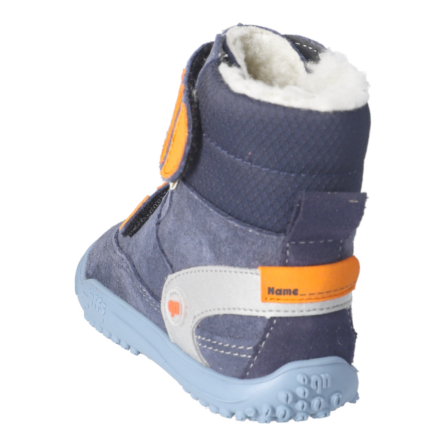 qnuffs Barfußschuh »TANNE«  Klettboots, Winterboots mit praktischem Namensschild an der Ferse
