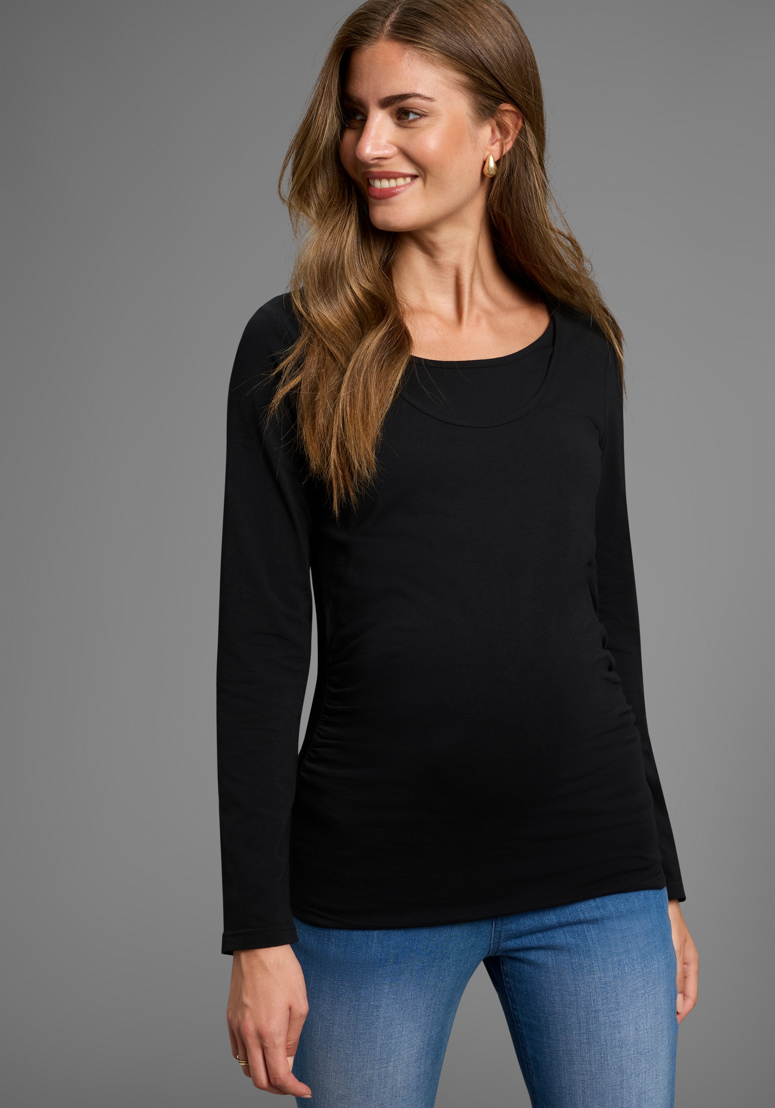 Thumbnail - Neun Monate Umstandsshirt "2er Pack Stillshirts mit praktischem Ausschnitt", 2 Stk. 2er Pack Umstands-Shirt für Schwange...