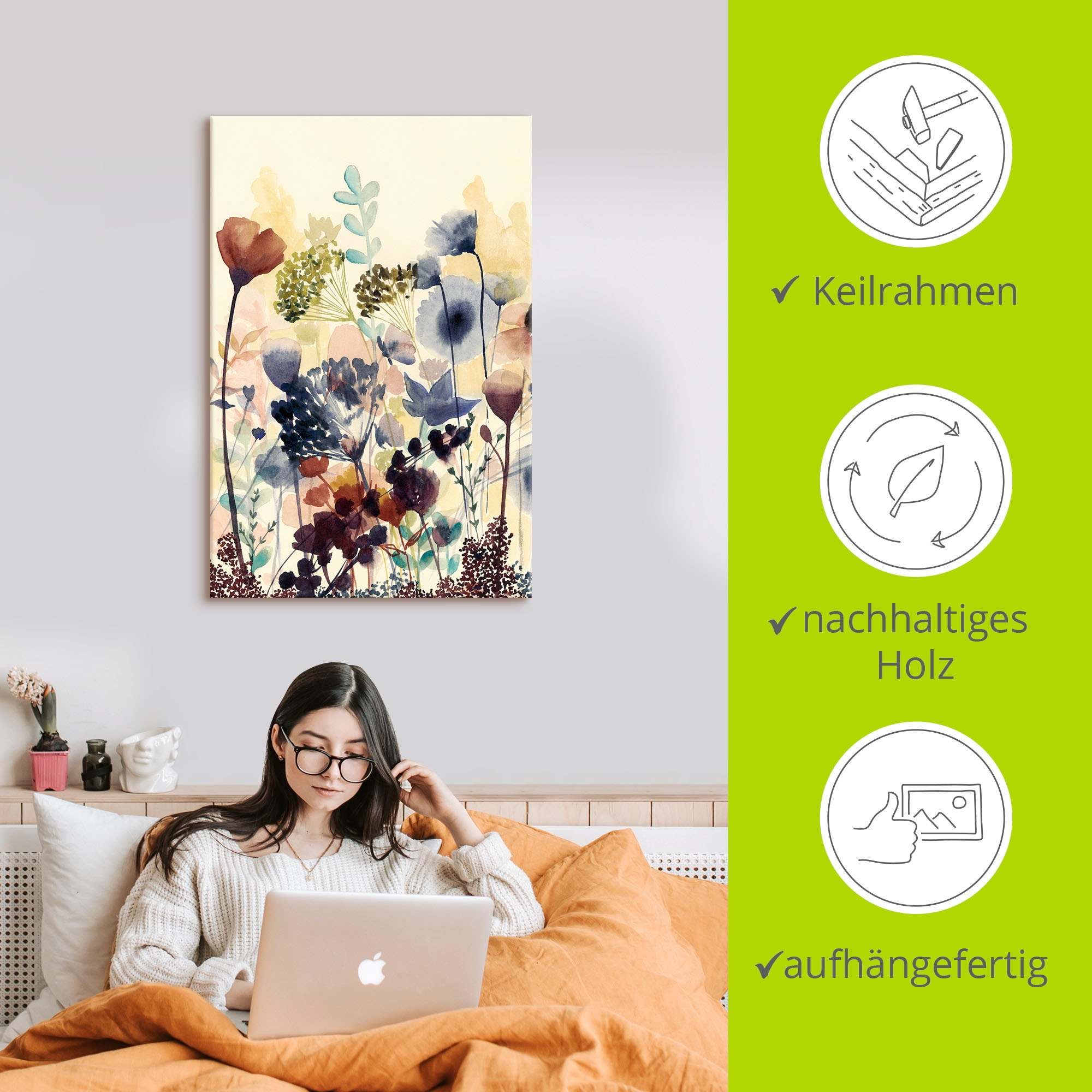 Artland Wandbild »Sonnengetrocknete Blüten I«, Blumenwiese, (1 St.), als Alubild, Outdoorbild, Leinwandbild, Poster, Wandaufkleber