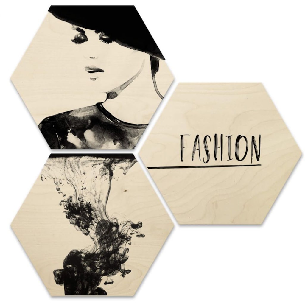 Wall-Art Holzbild »Fashion Collage Holzbild Set«, (1 St.)