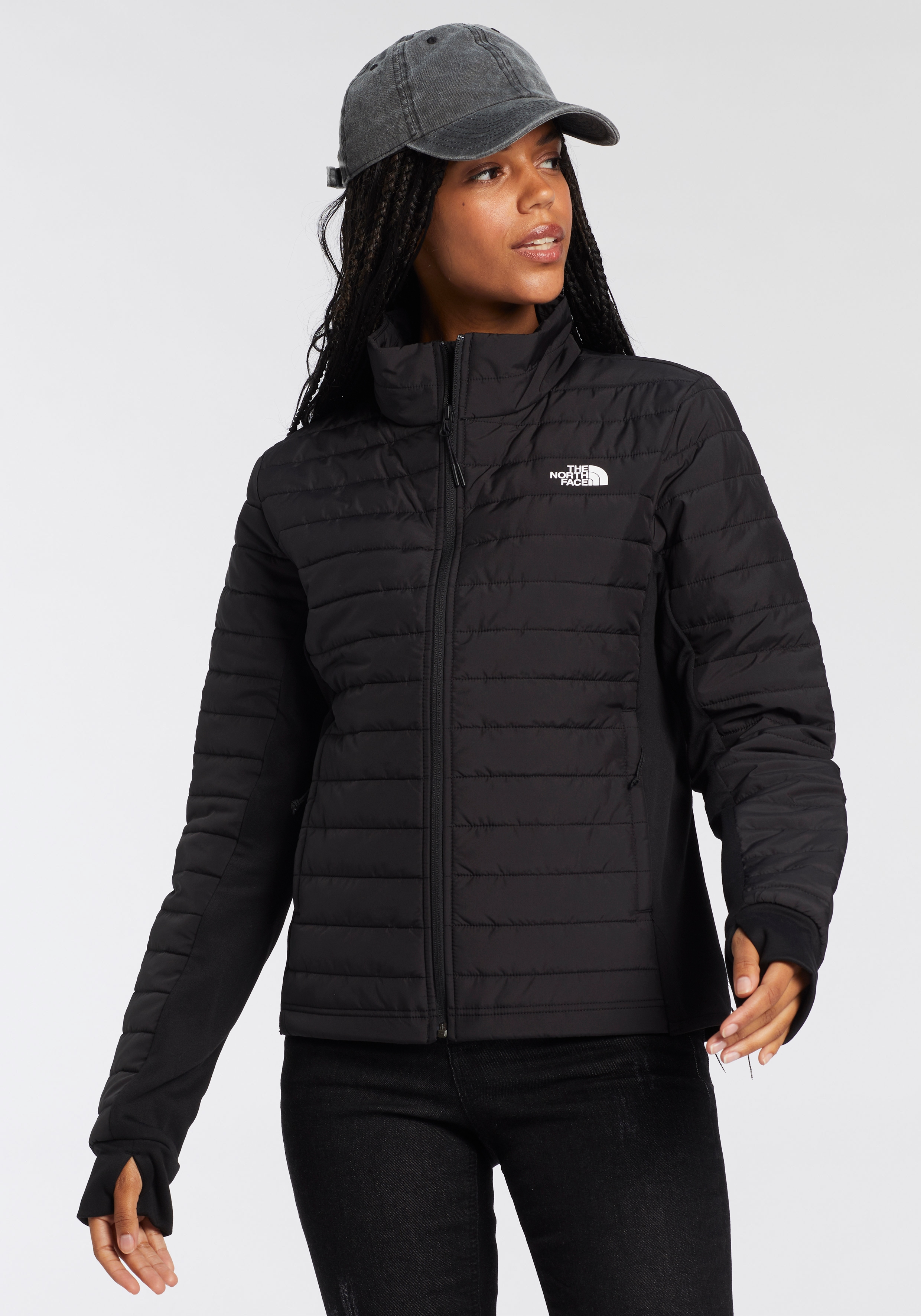 The North Face Steppjacke "W CANYONLANDS HYBRID JACKET" ohne Kapuze für vielseitige Freizeitaktivitäten, mit Stehkragen