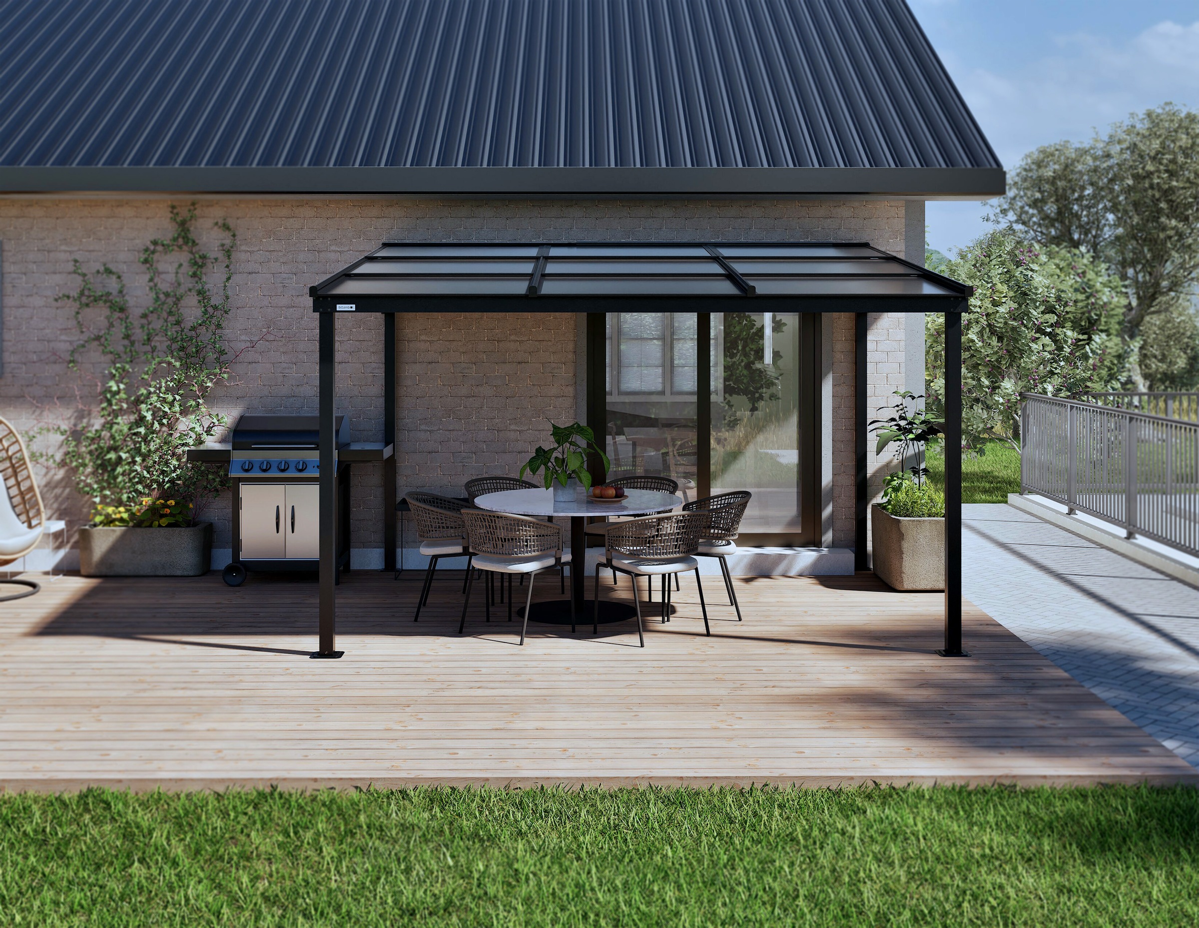 Sojag Terrassenüberdachung Budavar Schwarz   298,5x366,5x243cm