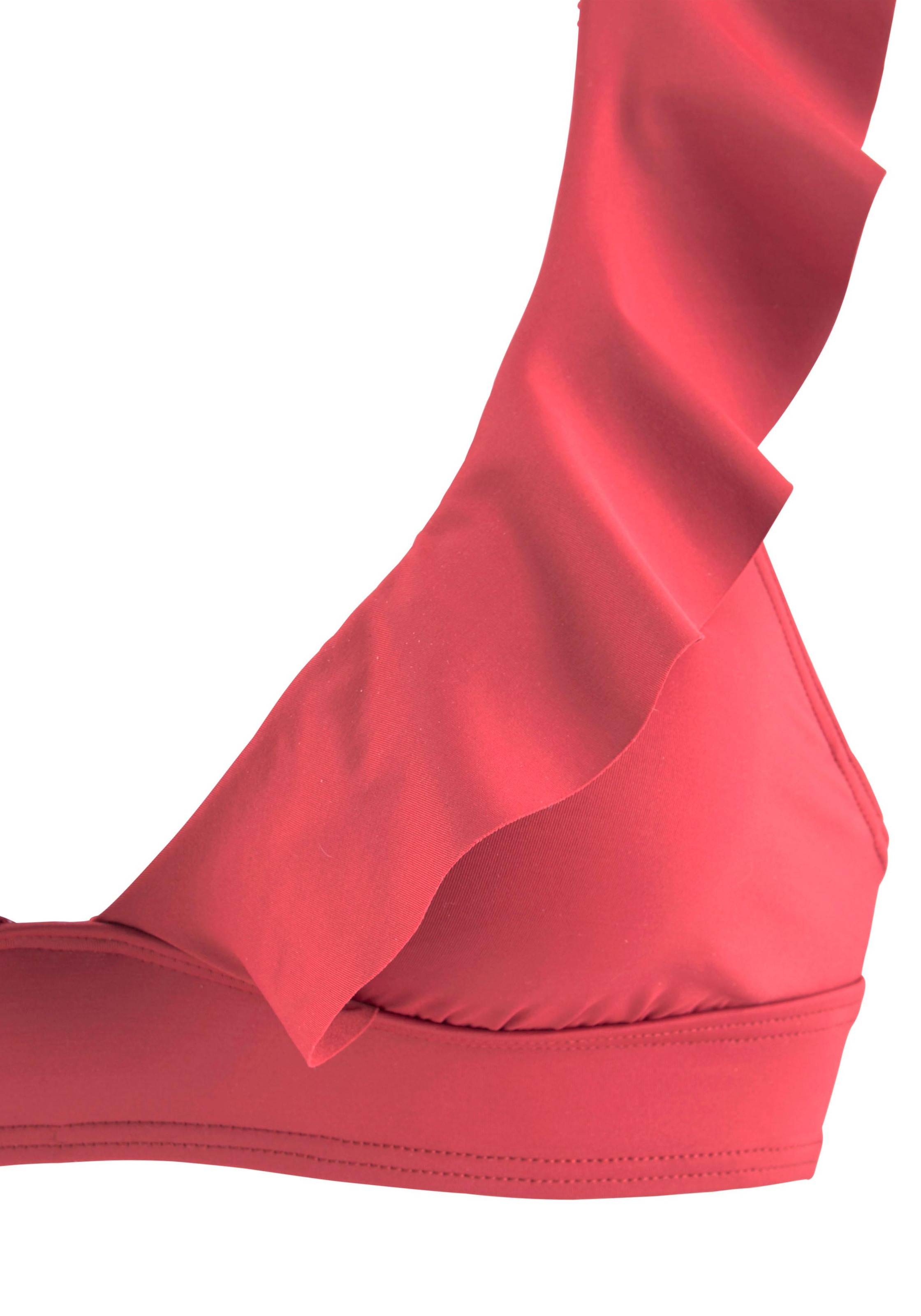 Triangel-Bikini JETTE, Damen, Gr. 34, Cup A/B, rot (rostrot), Polyamid, unifarben, Bikini-Sets Triangel-Bikini, mit Volant 3
