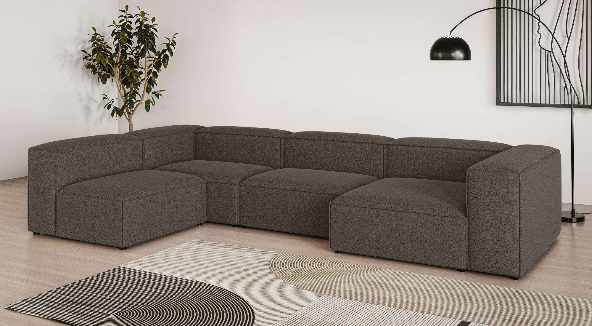 OTTO home Wohnlandschaft "HAILY U-Form mit Ottomane links/rechts, Maße B/T/H: 360/200/72 cm" als Modul oder separat verwendbar, für individuelle Zusammenstellung