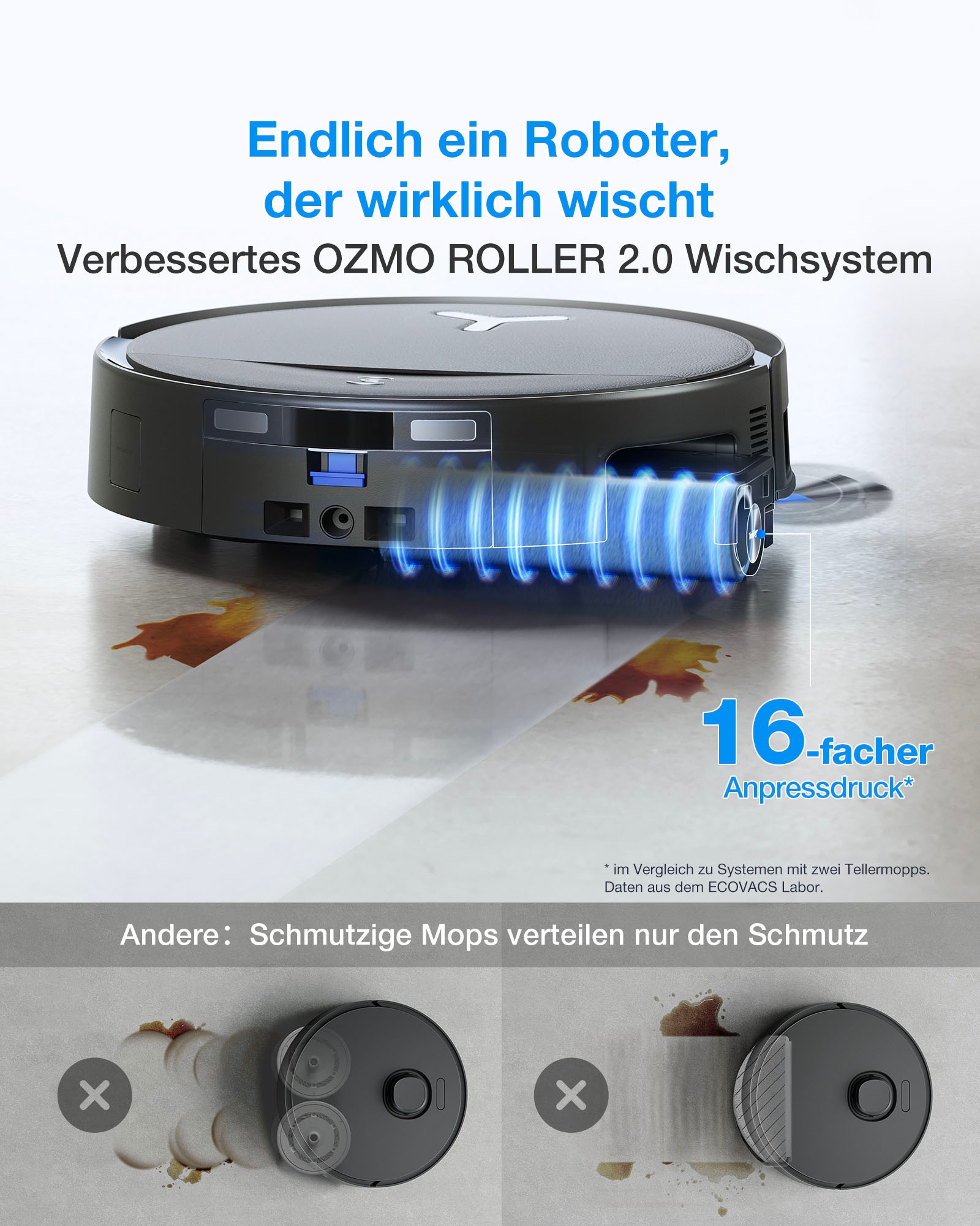 ECOVACS Nass-Trocken-Saugroboter »DEEBOT T80S OMNI (Black), OZMO ROLLER 2.0 Wischtechnologie,« 24.800 Pa Saugleistung, Triple Lift 10 mm