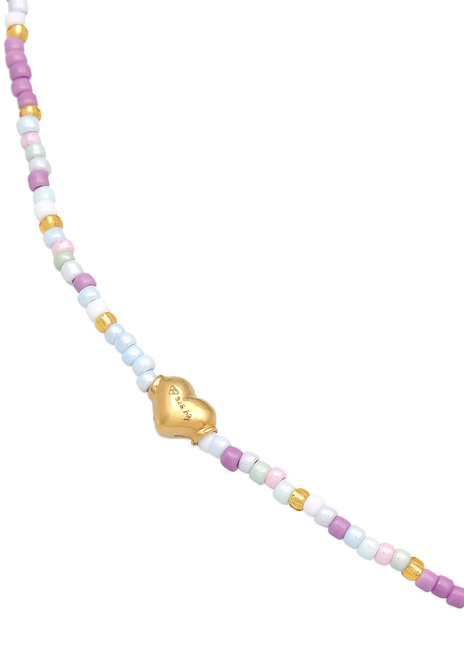 Elli Fußkette »Herz Glas Beads Sommer Style 925 Silber vergoldet« für  bestellen | BAUR