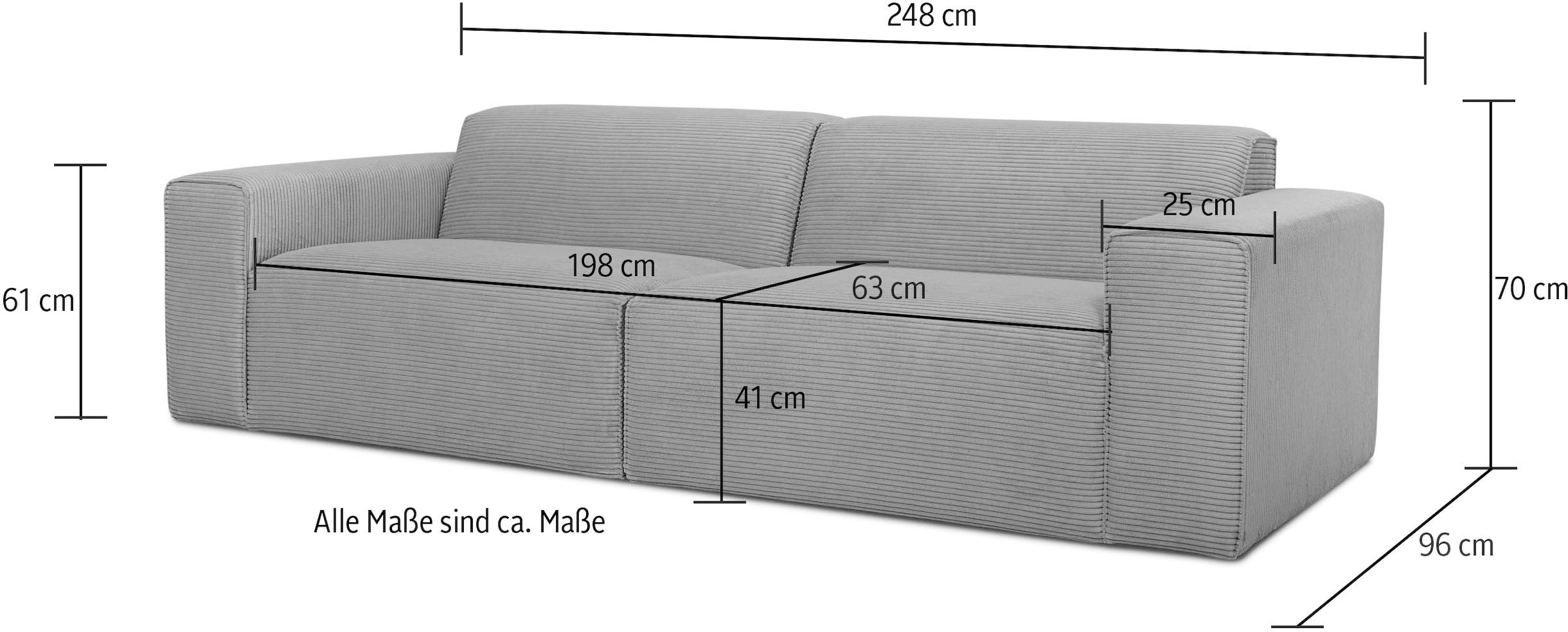 INOSIGN 3-Sitzer »Clayton«, in einem trendigen Cord-Bezug, verschiedene Kombinationen verfügbar