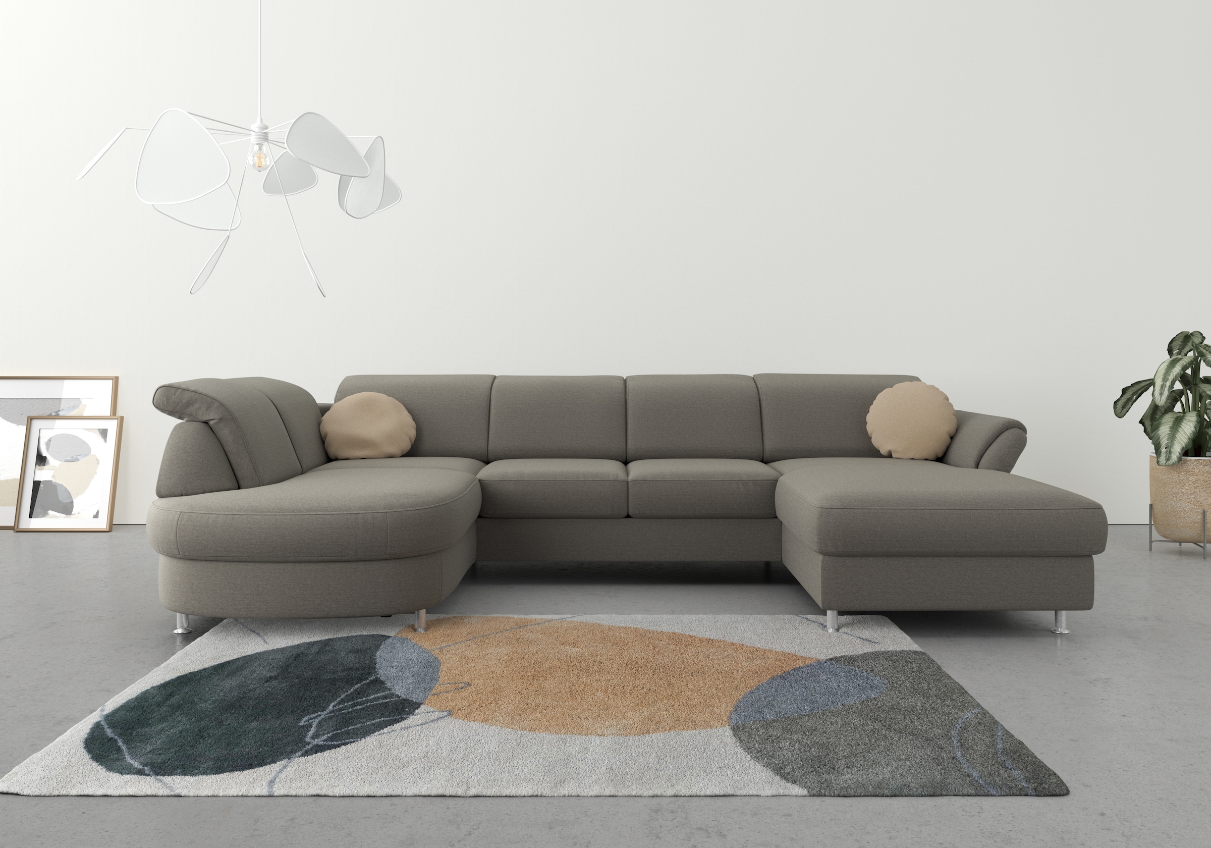 sit&more Wohnlandschaft "Apulia U-Form" wahlweise Schlaffunktion, Bettkasten und Kopf- und Armteilverstellung