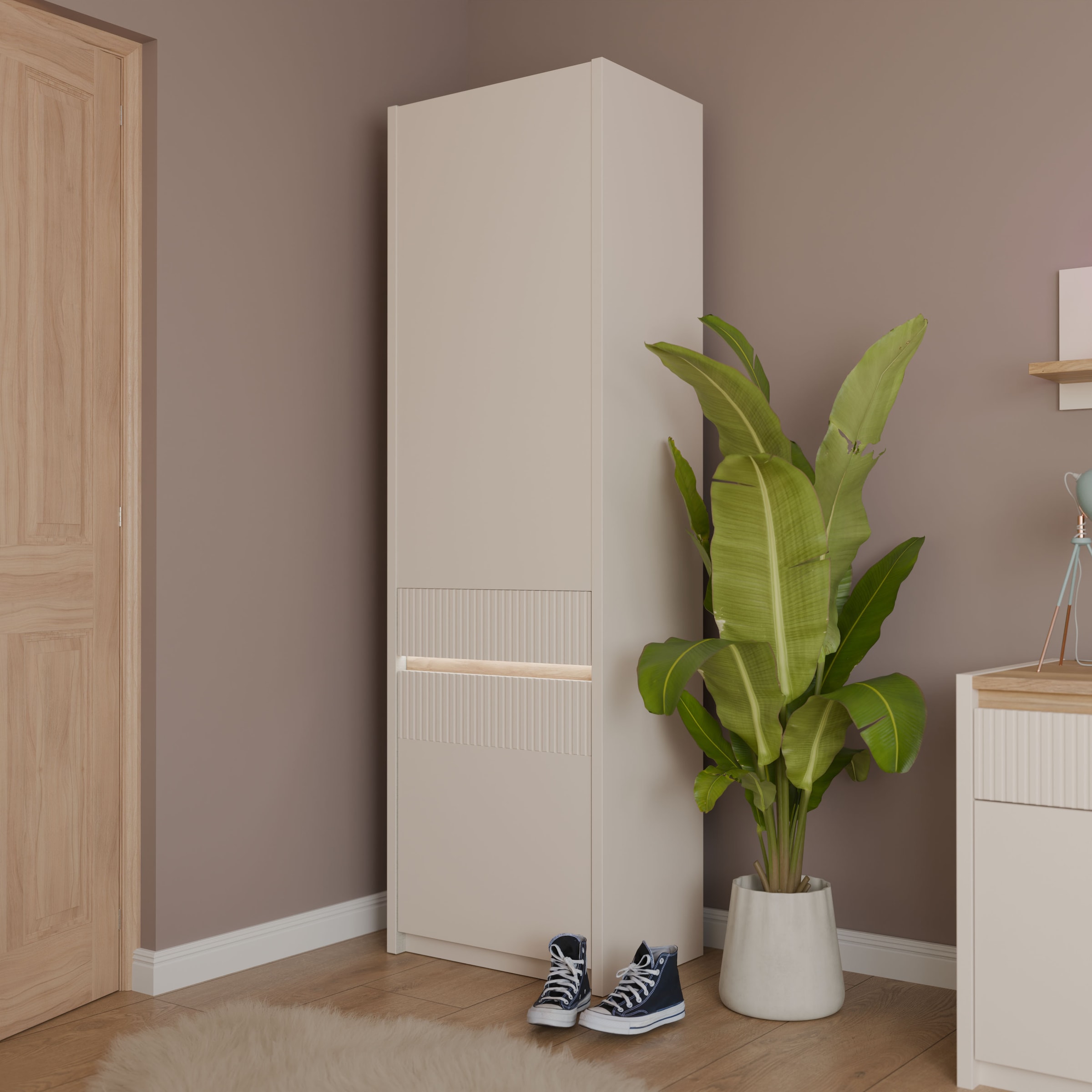 FORTE Drehtürenschrank »Oak Squere« B/H/T 60,6/197,4/41,7 cm/ Softclose, inklusive Beleuchtung