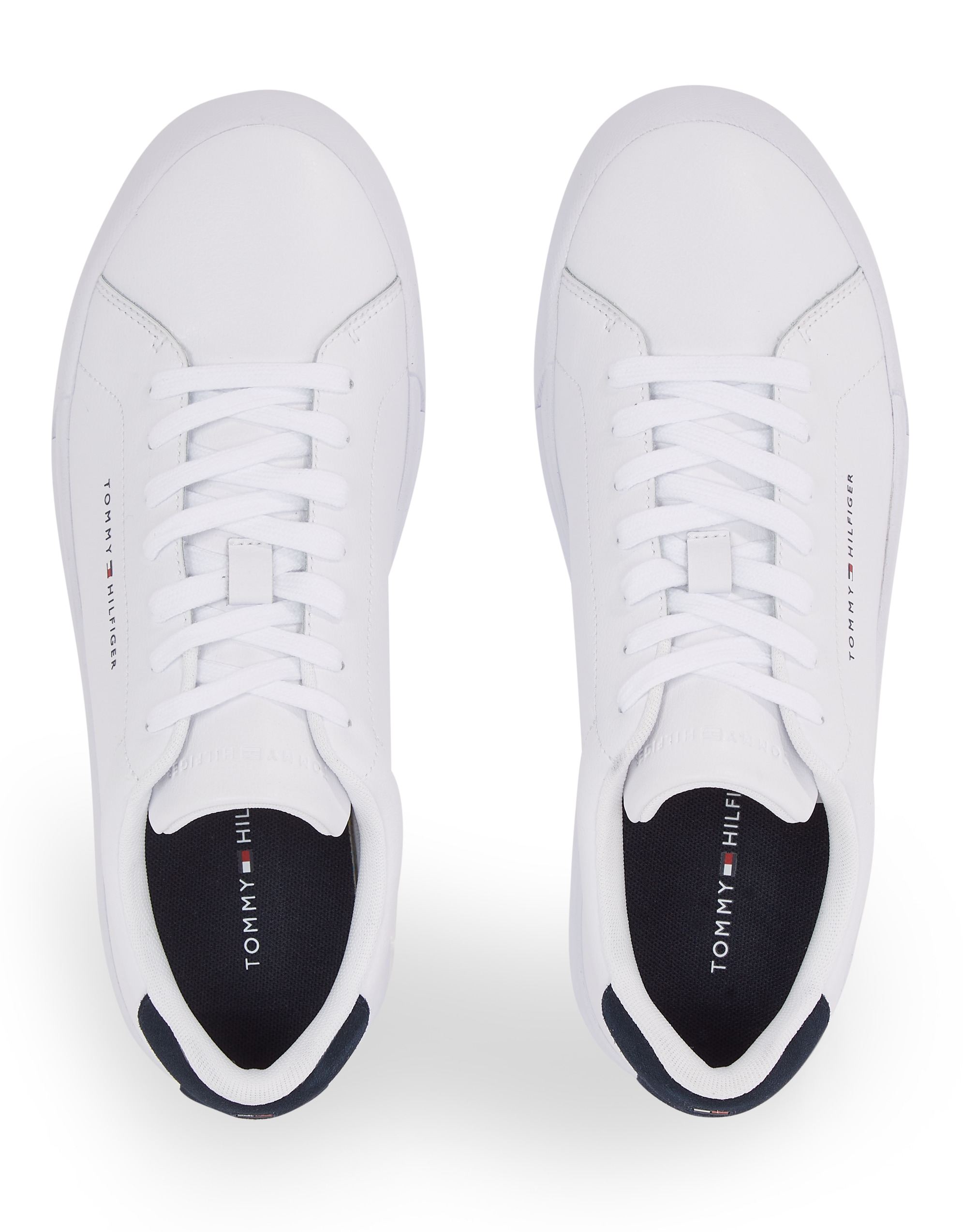 Tommy Hilfiger Plateausneaker »TH COURT LEATHER GRAIN ESS«, Freizeitschuh, Halbschuh, Schnürschuh mit Logoschriftzug