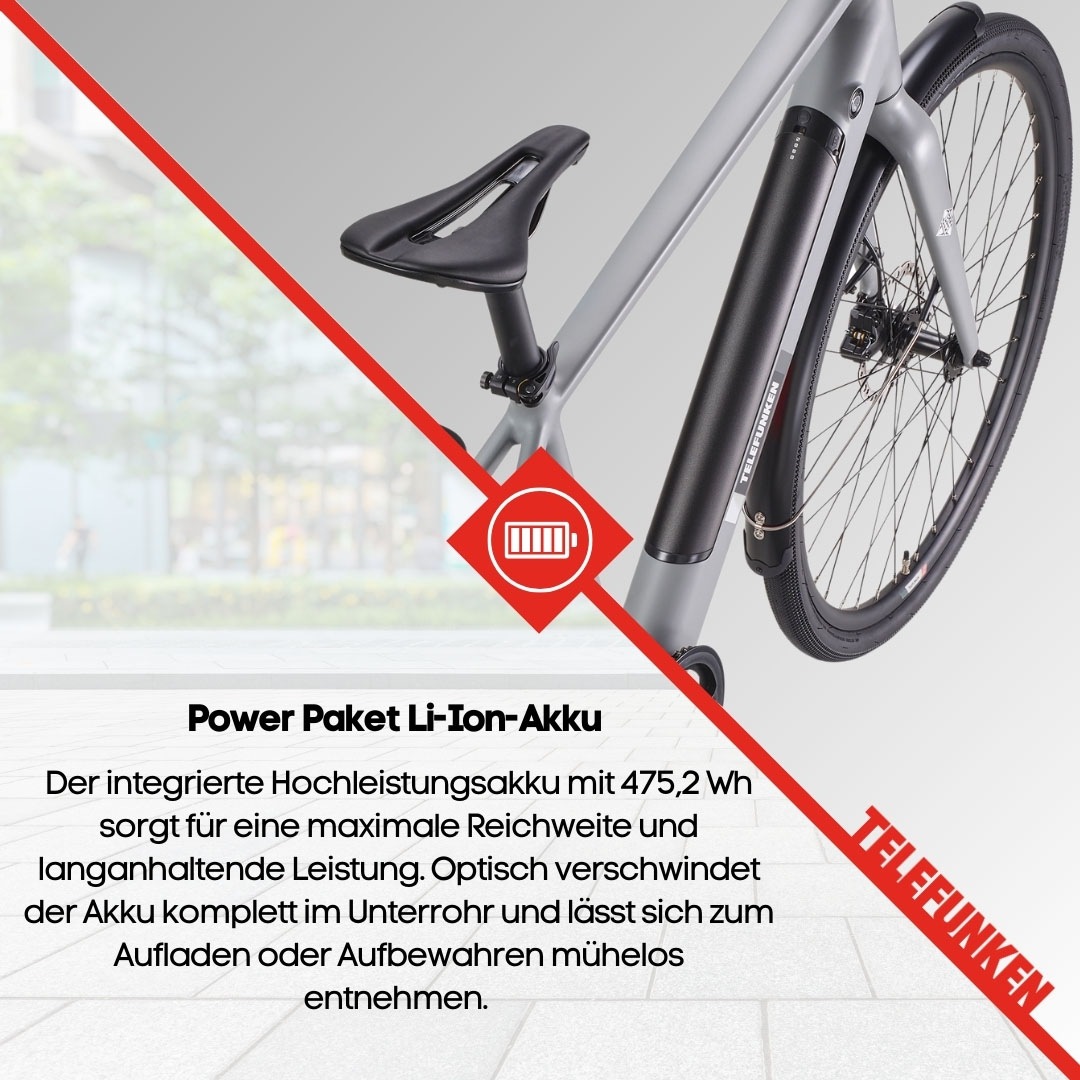 Telefunken E-Bike »UH200«, 7 Gang, Shimano, Heckmotor 250 W, (28 Zoll, Straßenzulassung, Scheibenbremsen), Pedelec, Elektrofahrrad für Herren u. Damen, Urbanbike, Cityrad